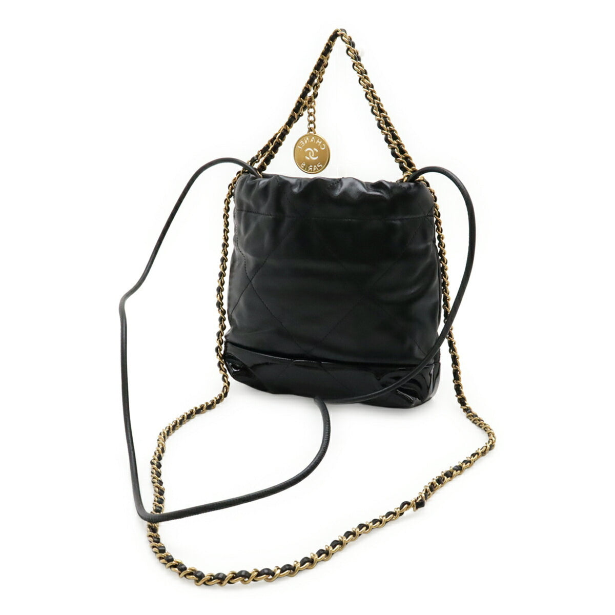 Chanel Black Patent Leather Leather Shoulder Bag (Pre-Owned)