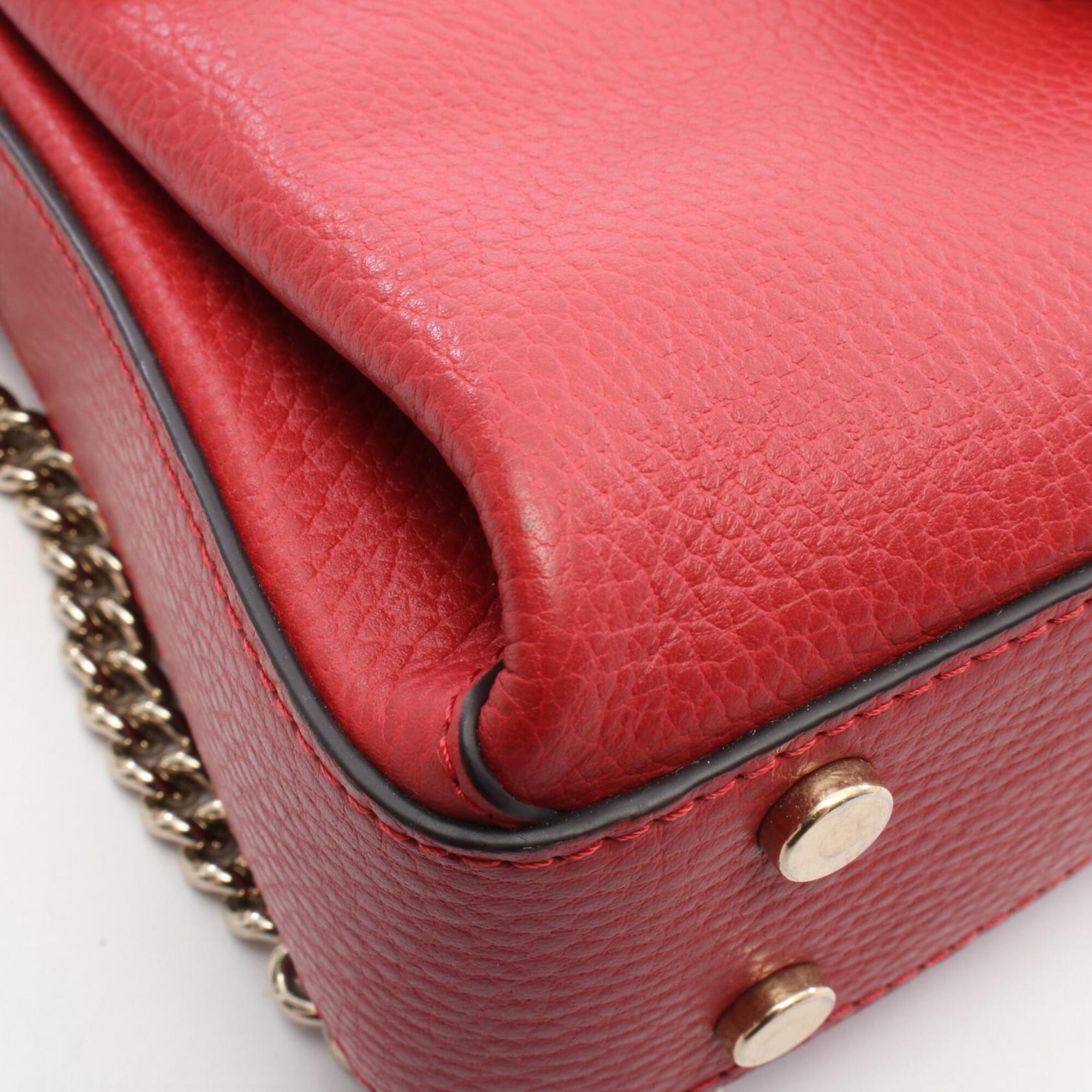 Gucci Red Color Leather Handbag (Pre-Owned)