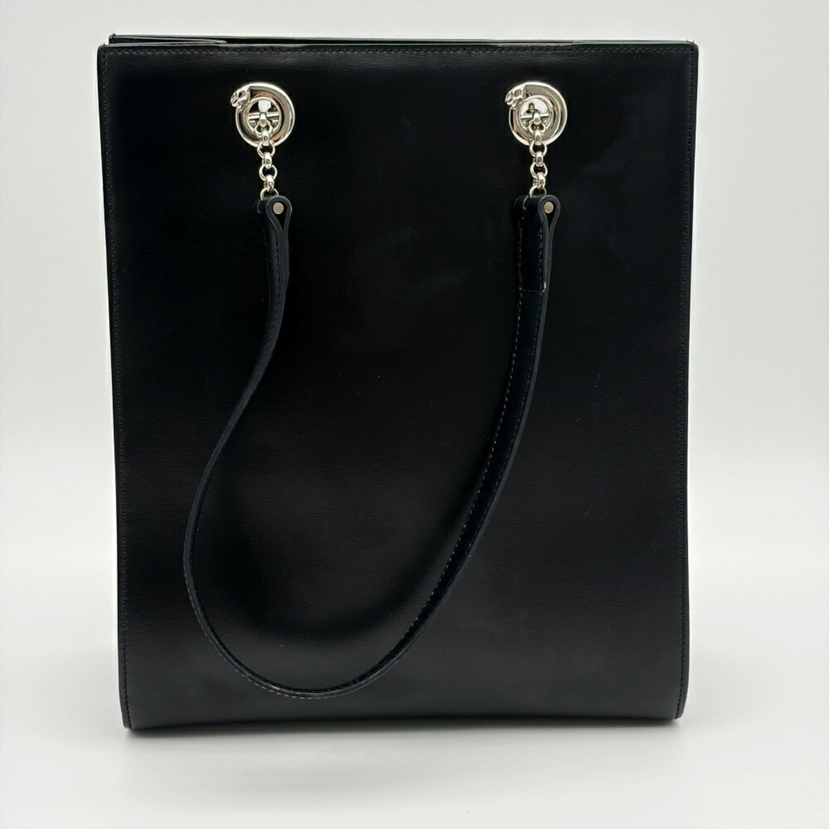 Cartier Panthère Black Leather Shoulder Bag Tote Bag (Pre-Owned)