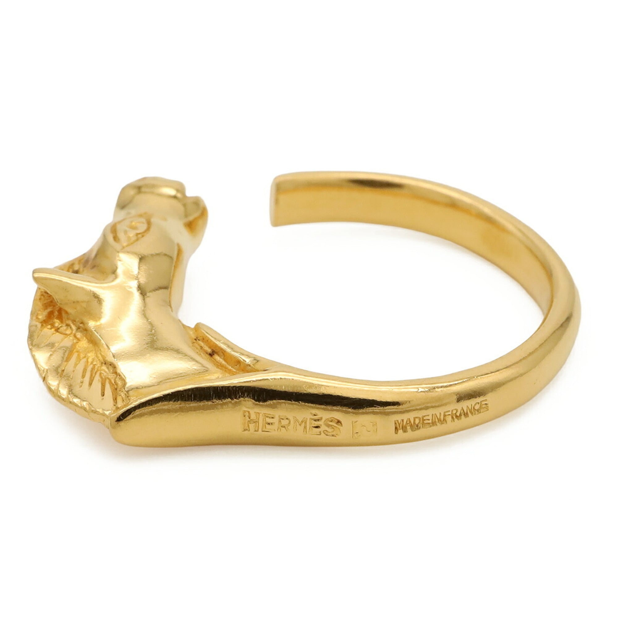 Hermes Gold Gold Plating Band Ring (Pre-Owned)