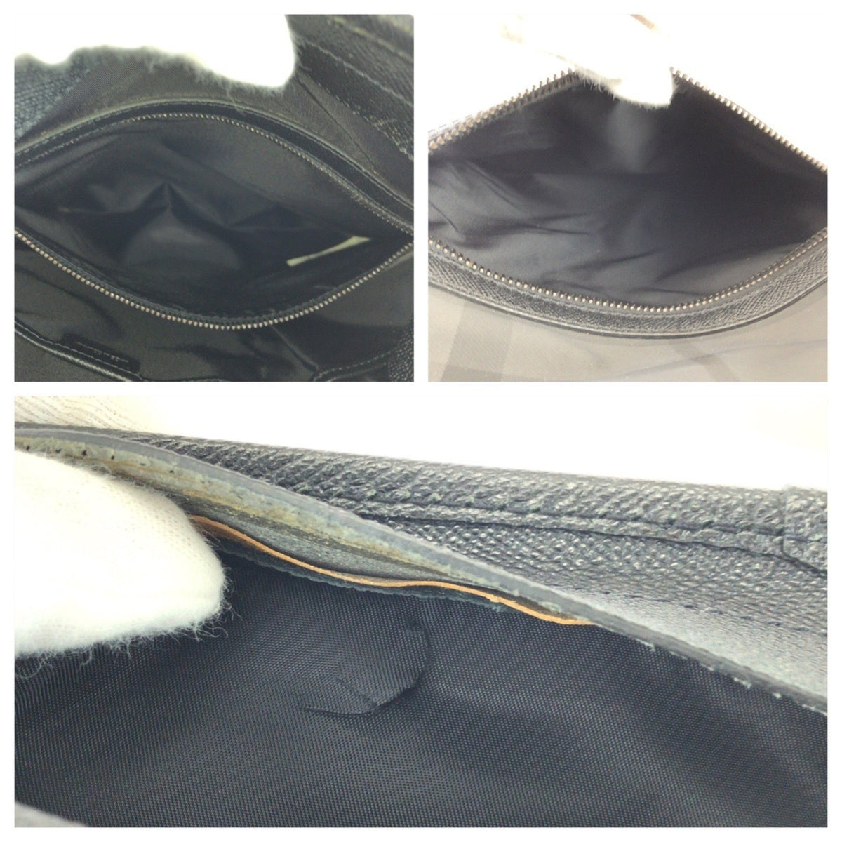 Burberry Black Gray Nylon Leather Messenger Bag Shoulder Bag (Pre-Owned)
