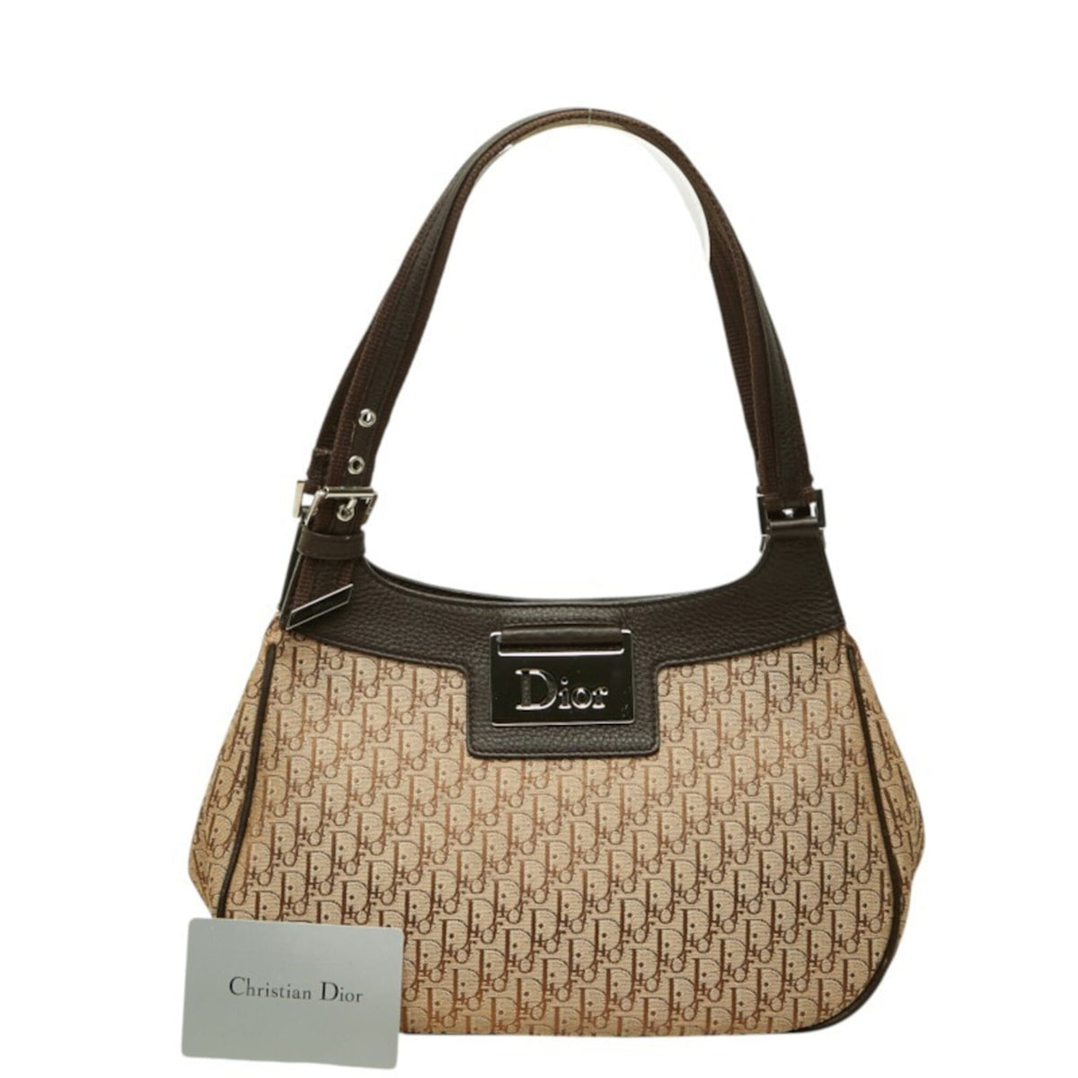 Christian Dior Beige Canvas Leather Handbag Shoulder Bag (Pre-Owned)