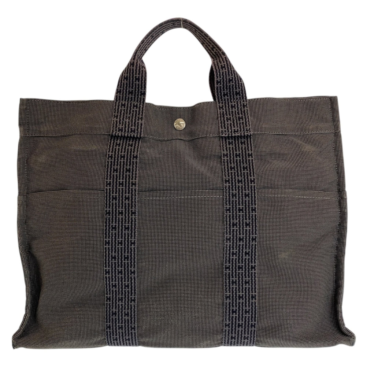 Hermes Gray Canvas Handbag Tote Bag (Pre-Owned)