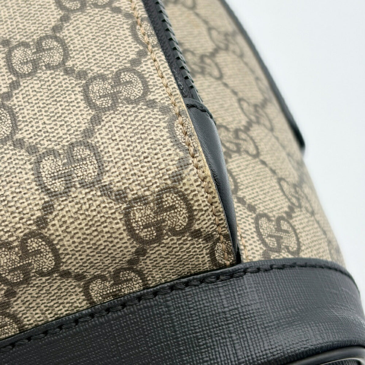 Gucci Beige Black Pvc Leather Backpack (Pre-Owned)