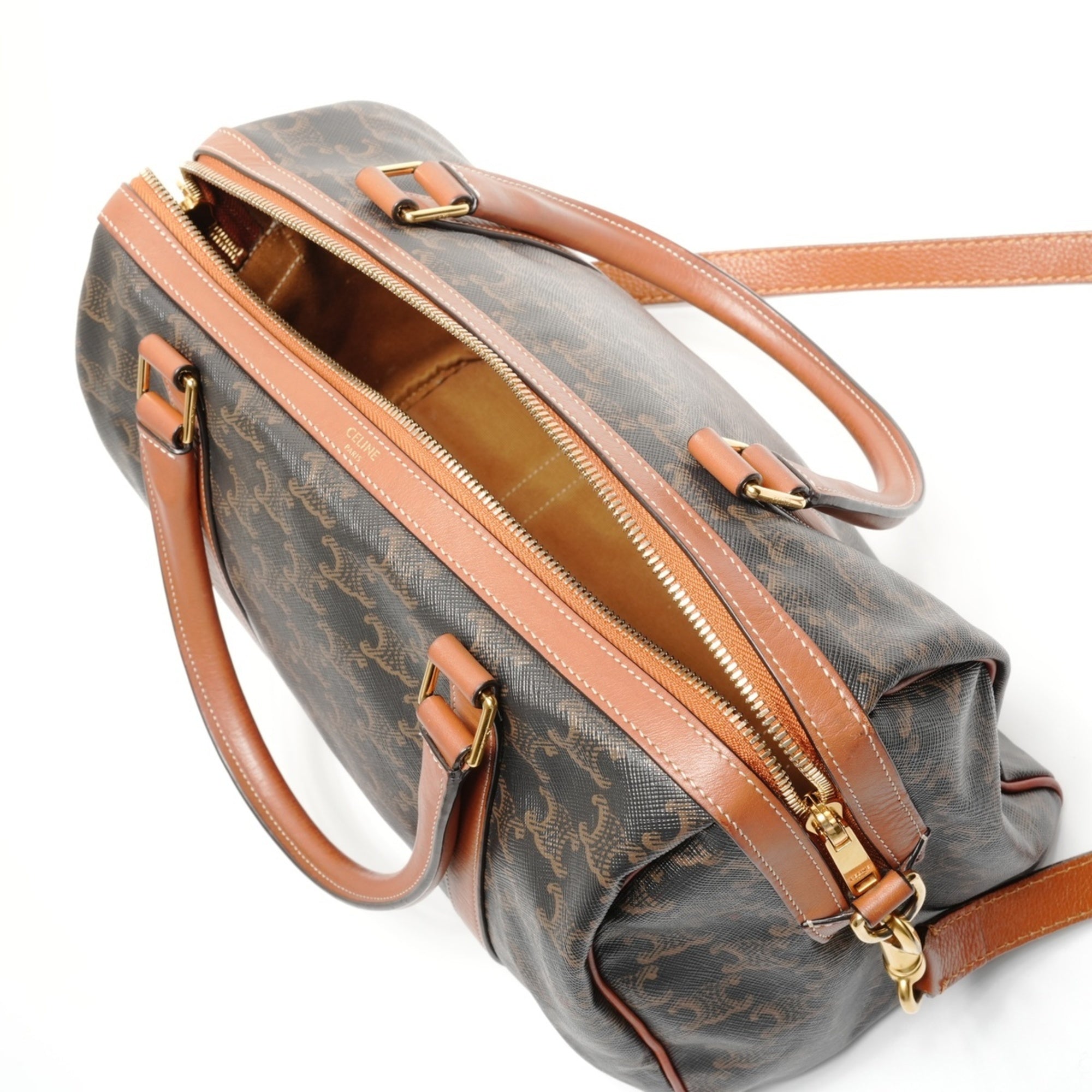Celine Macadam Brown Pvc Boston Bag (Pre-Owned)