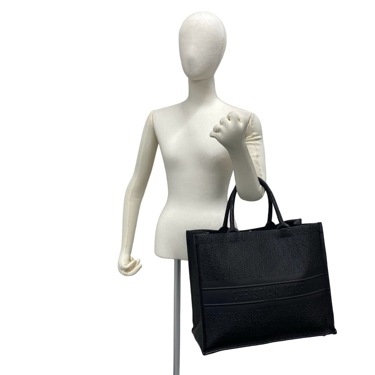 Christian Dior Black Leather Handbag Tote Bag (Pre-Owned)
