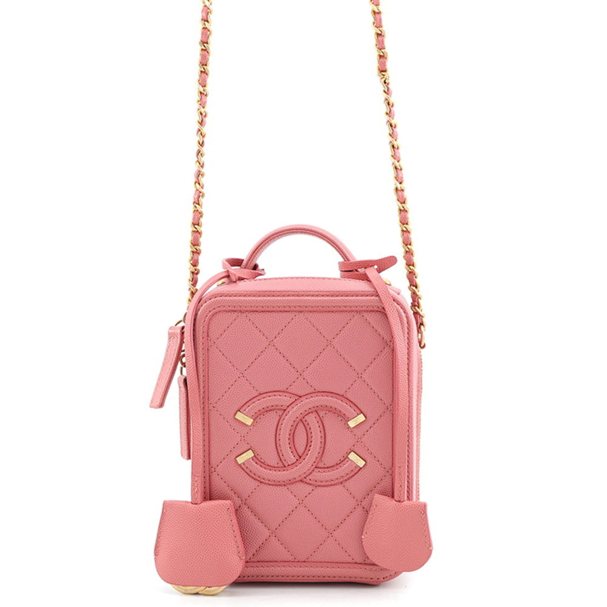 Chanel Pink Grained Calfskin Handbag Shoulder Bag Vanity Bag (Pre-Owned)
