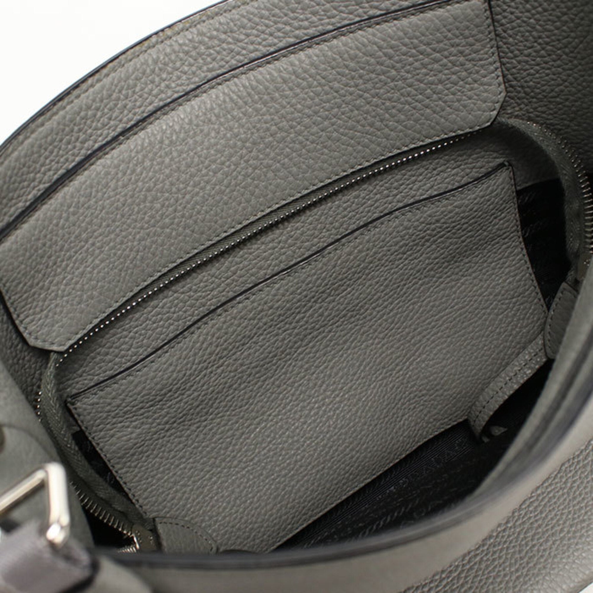 Prada Gray Leather Shoulder Bag (Pre-Owned)