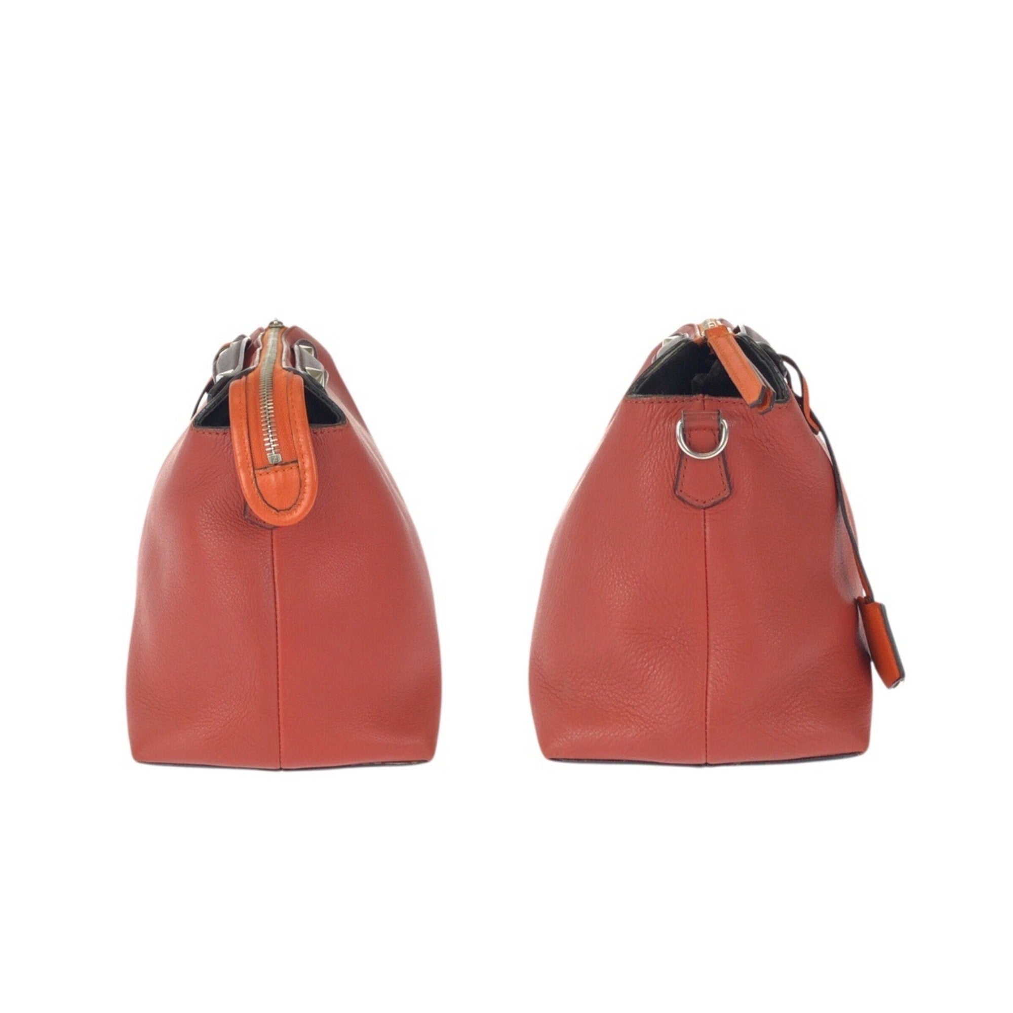 Fendi Brown Orange Leather Handbag Shoulder Bag (Pre-Owned)