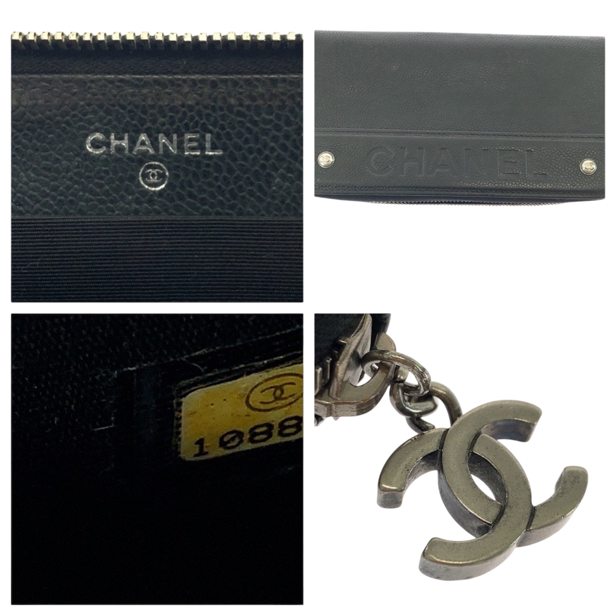 Chanel Black Grained Calfskin Long Wallet (Bi-Fold) (Pre-Owned)