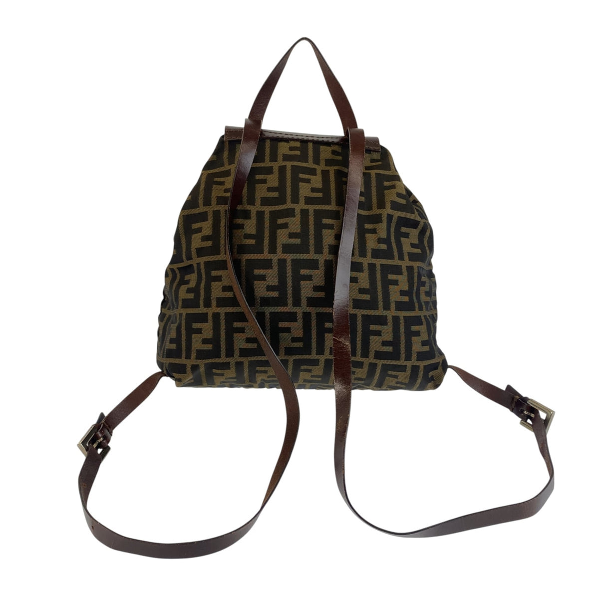 Fendi Black Brown Nylon Leather Backpack (Pre-Owned)