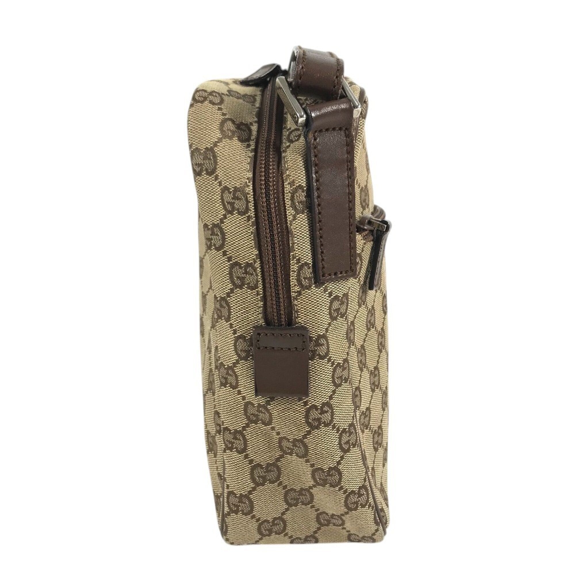 Gucci Beige Gg Canvas Leather Shoulder Bag (Pre-Owned)