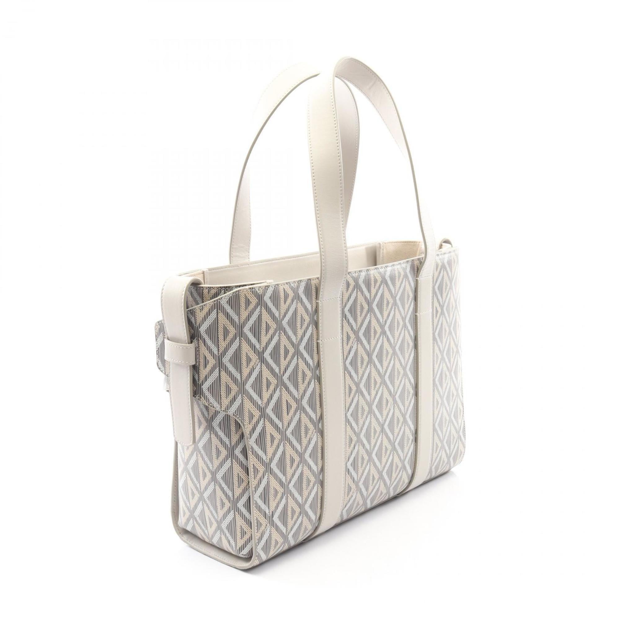 Christian Dior Gray Multi-Color Coated Canvas Leather Tote Bag (Pre-Owned)