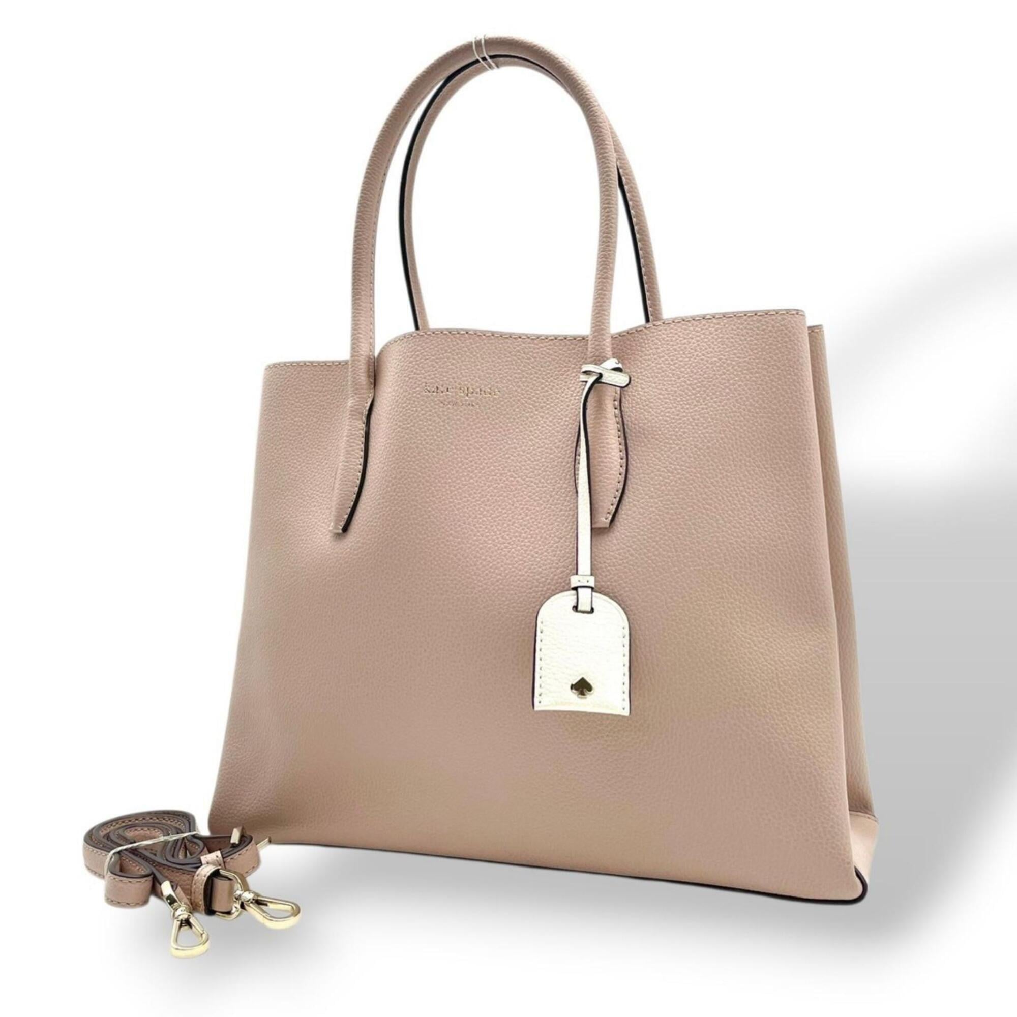 Kate Spade Light Pink White Leather Handbag Shoulder Bag Tote Bag (Pre-Owned)