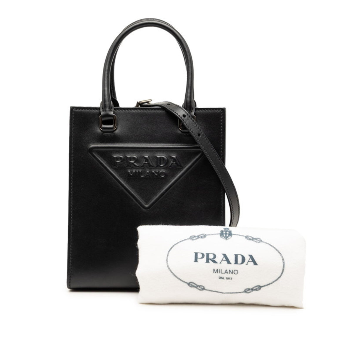 Prada Black Leather Handbag Shoulder Bag (Pre-Owned)