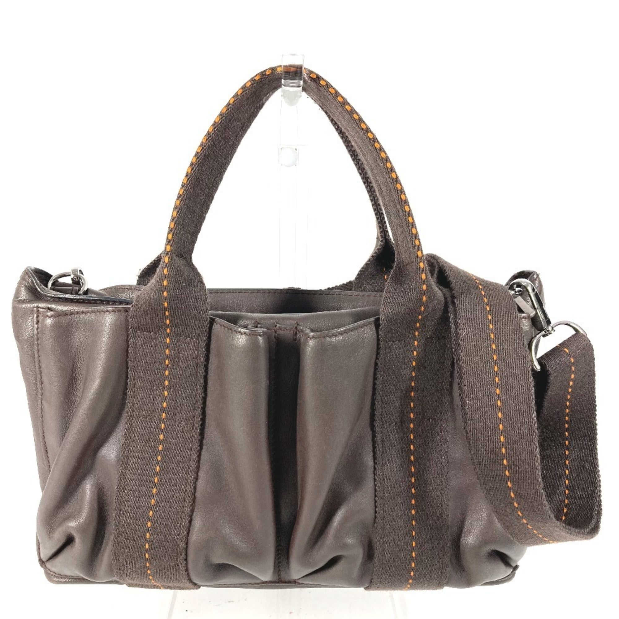 Hermes Caravan Horizontal Brown Orange Leather Handbag Shoulder Bag (Pre-Owned)
