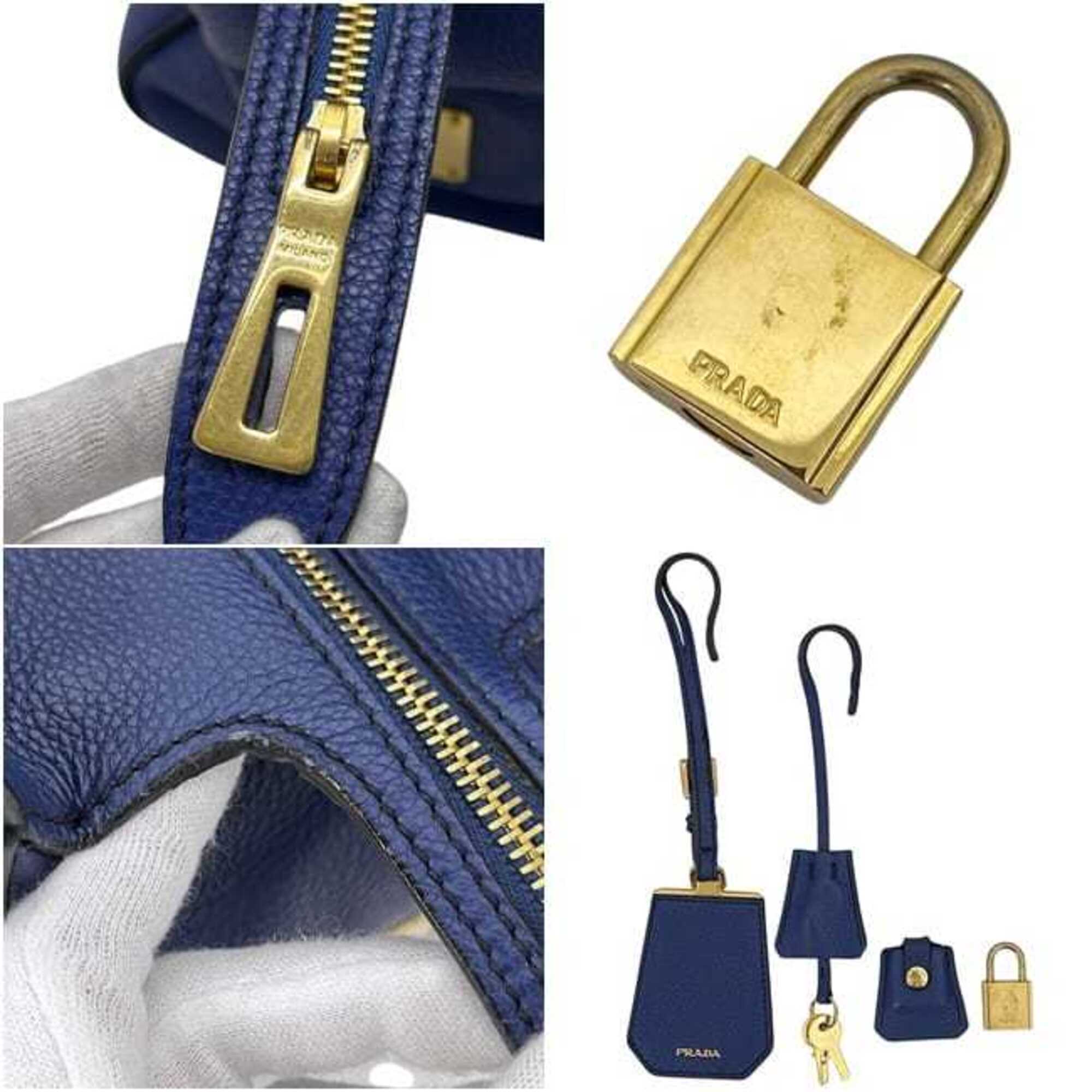 Prada Blue Leather Tote Bag (Pre-Owned)