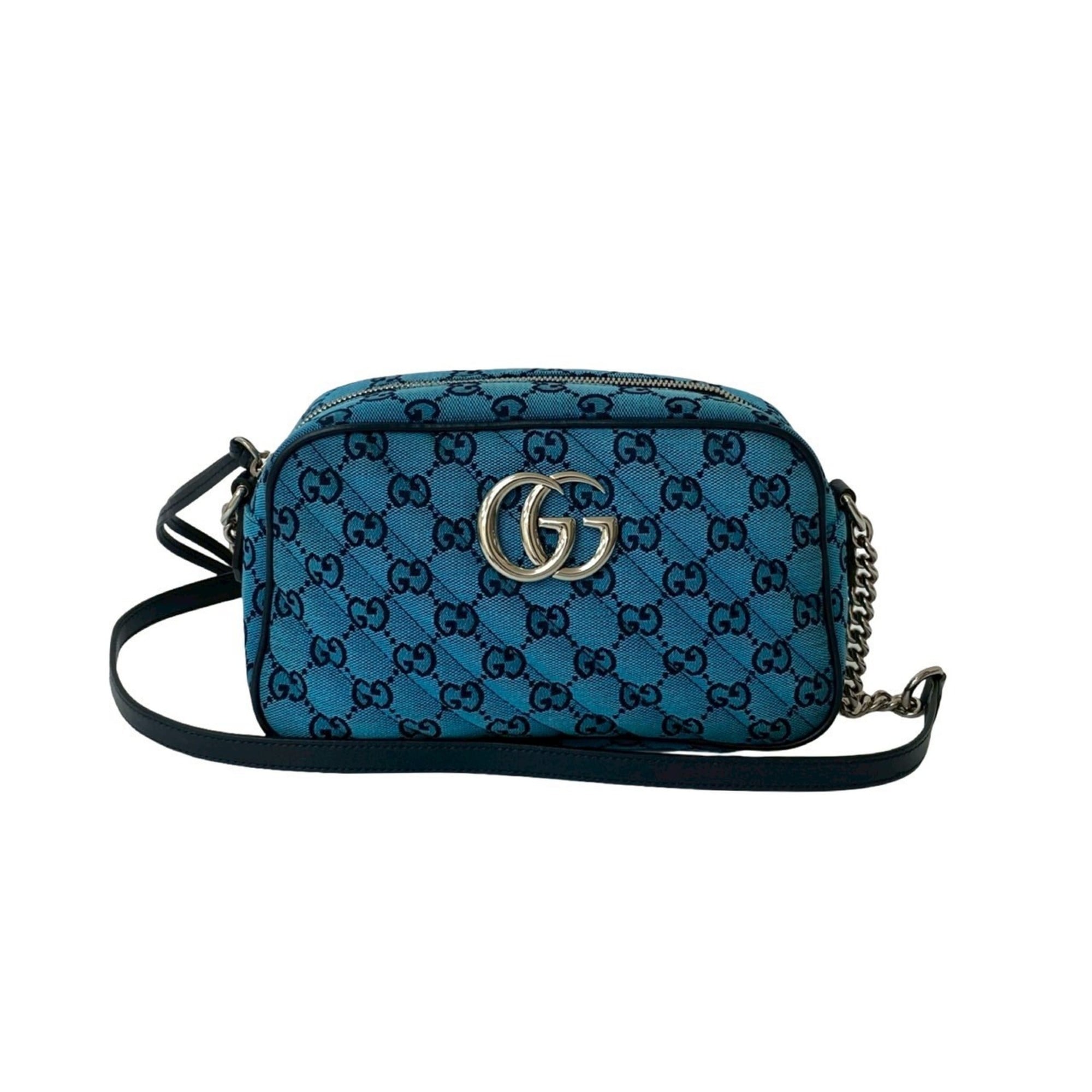 Gucci Blue Navy Canvas Leather Pochette Shoulder Bag (Pre-Owned)