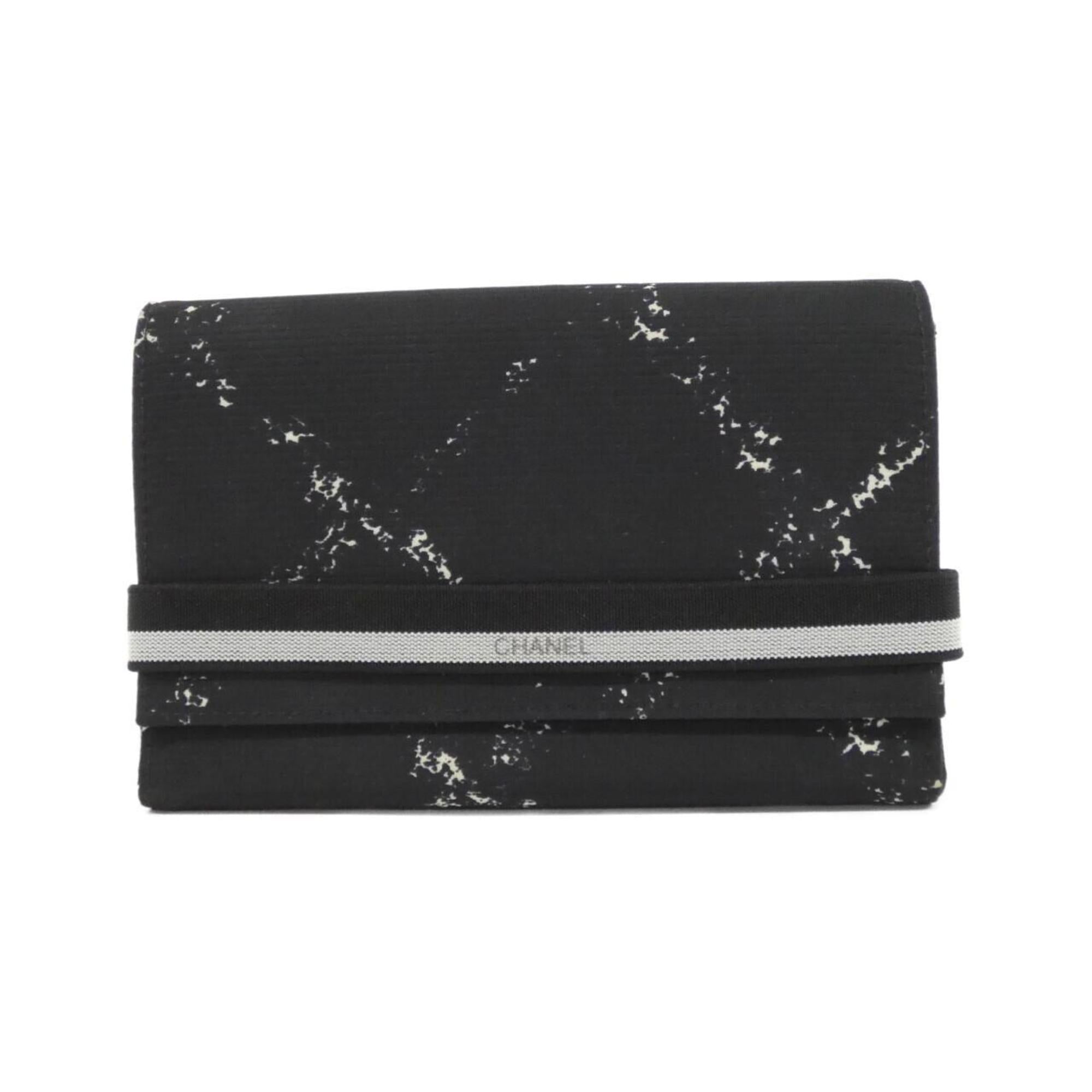Chanel Black White Nylon Wallet (Tri-Fold) (Pre-Owned)