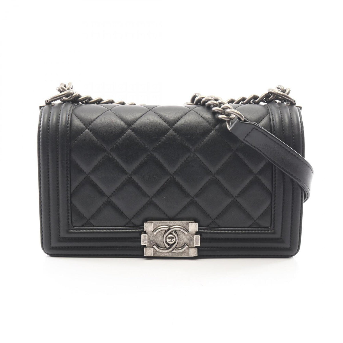 Chanel Black Leather Handbag Shoulder Bag (Pre-Owned)