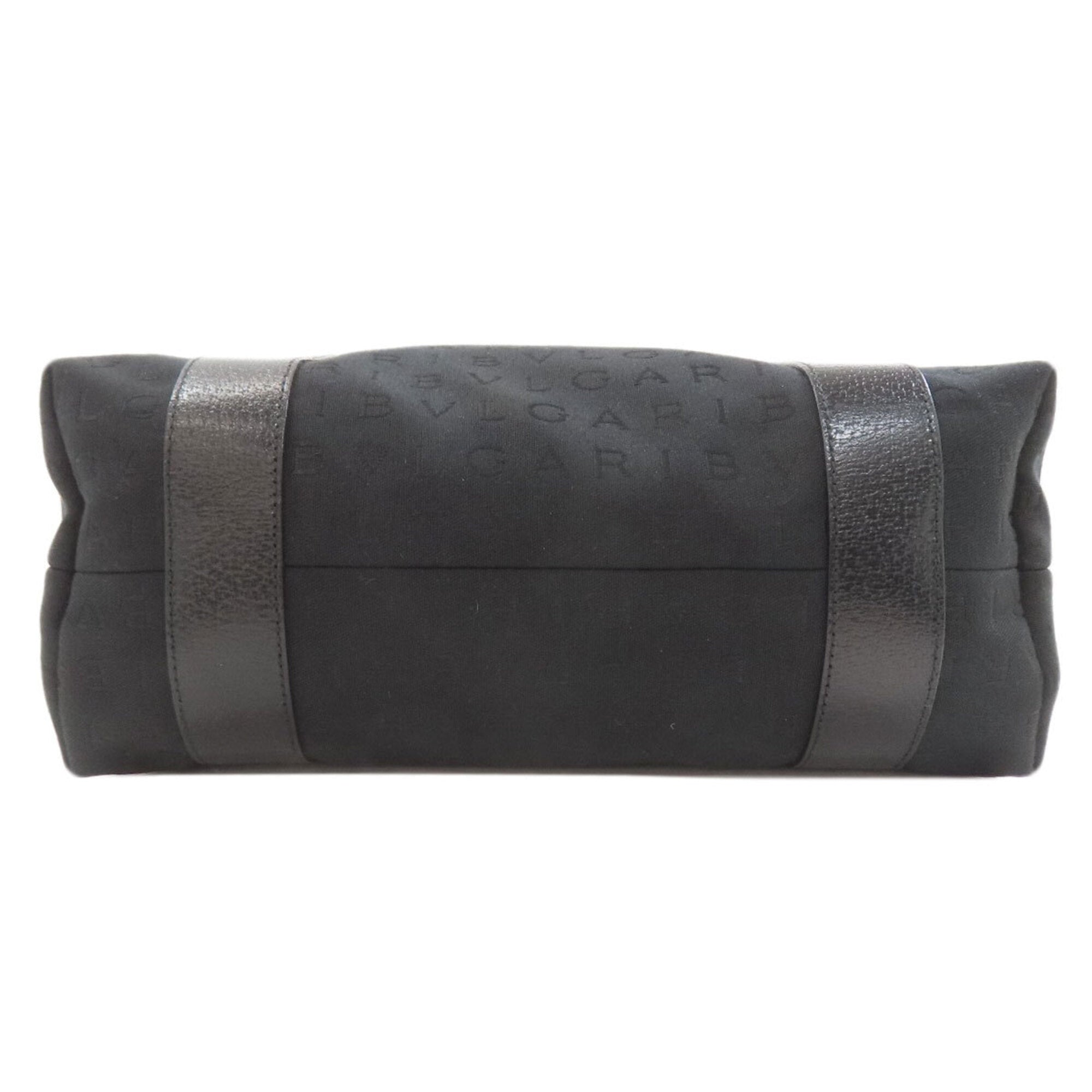 Bvlgari Logomania Black Canvas Leather Tote Bag (Pre-Owned)