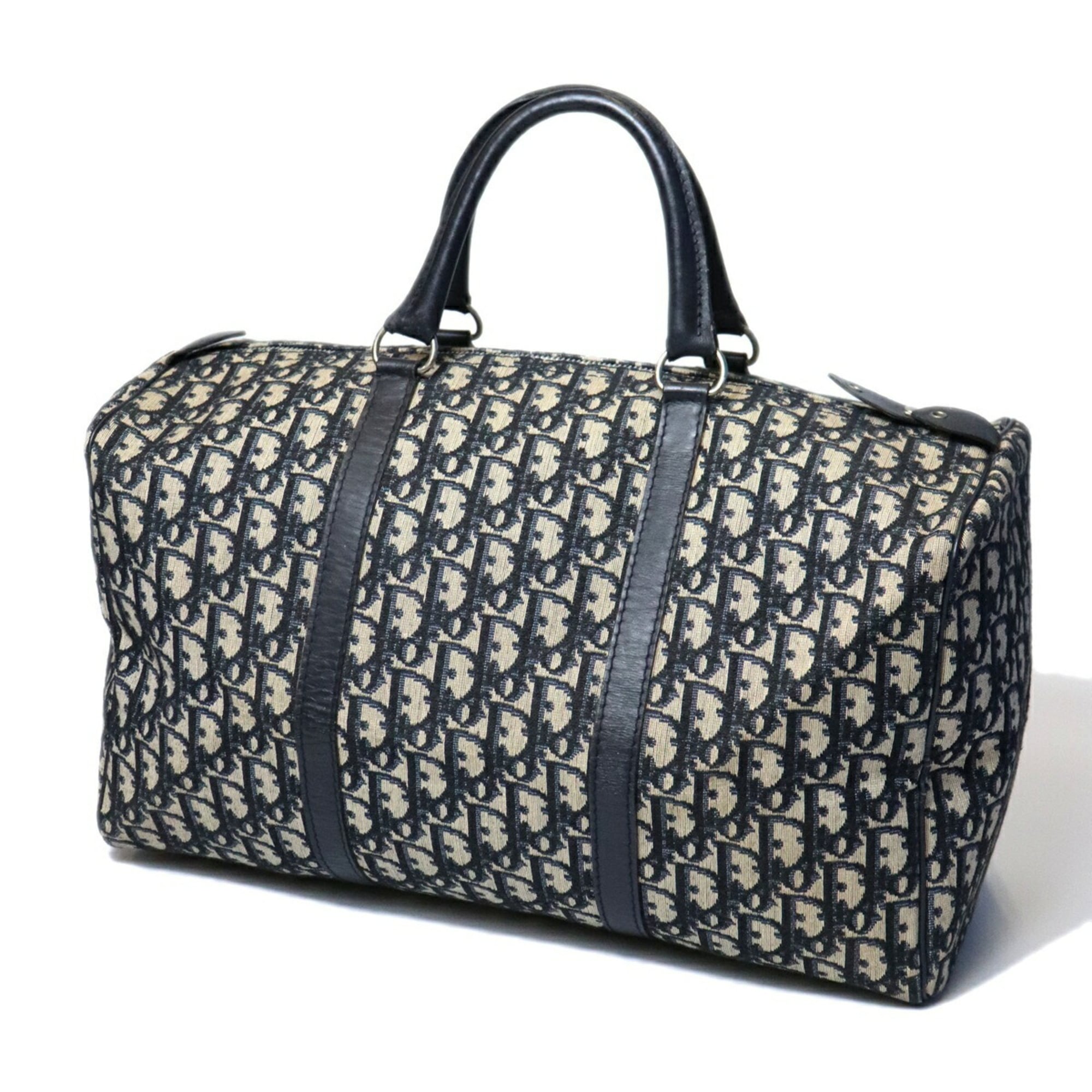 Christian Dior Navy Canvas Leather Boston Bag (Pre-Owned)