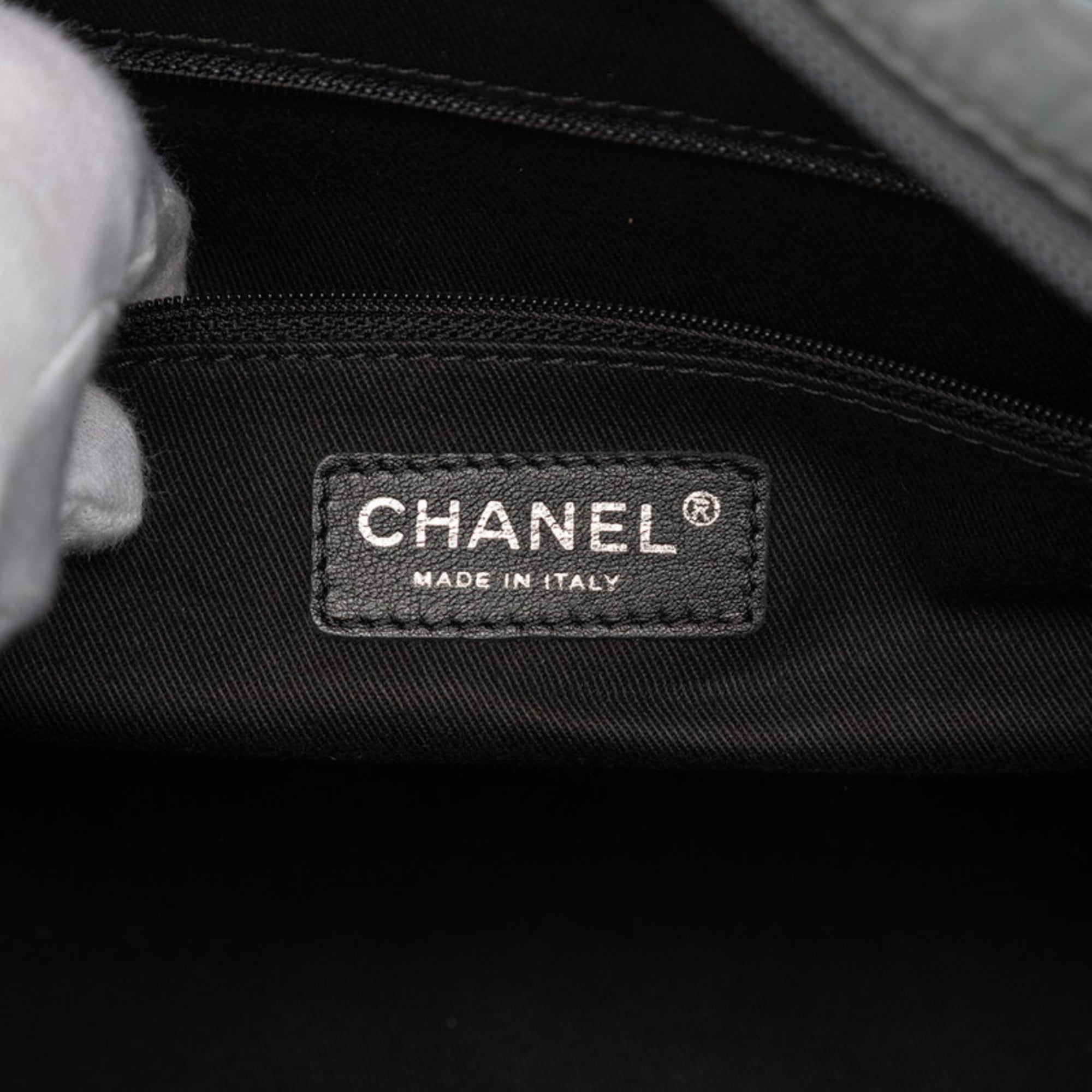Chanel Gray Nylon Boston Bag Handbag (Pre-Owned)