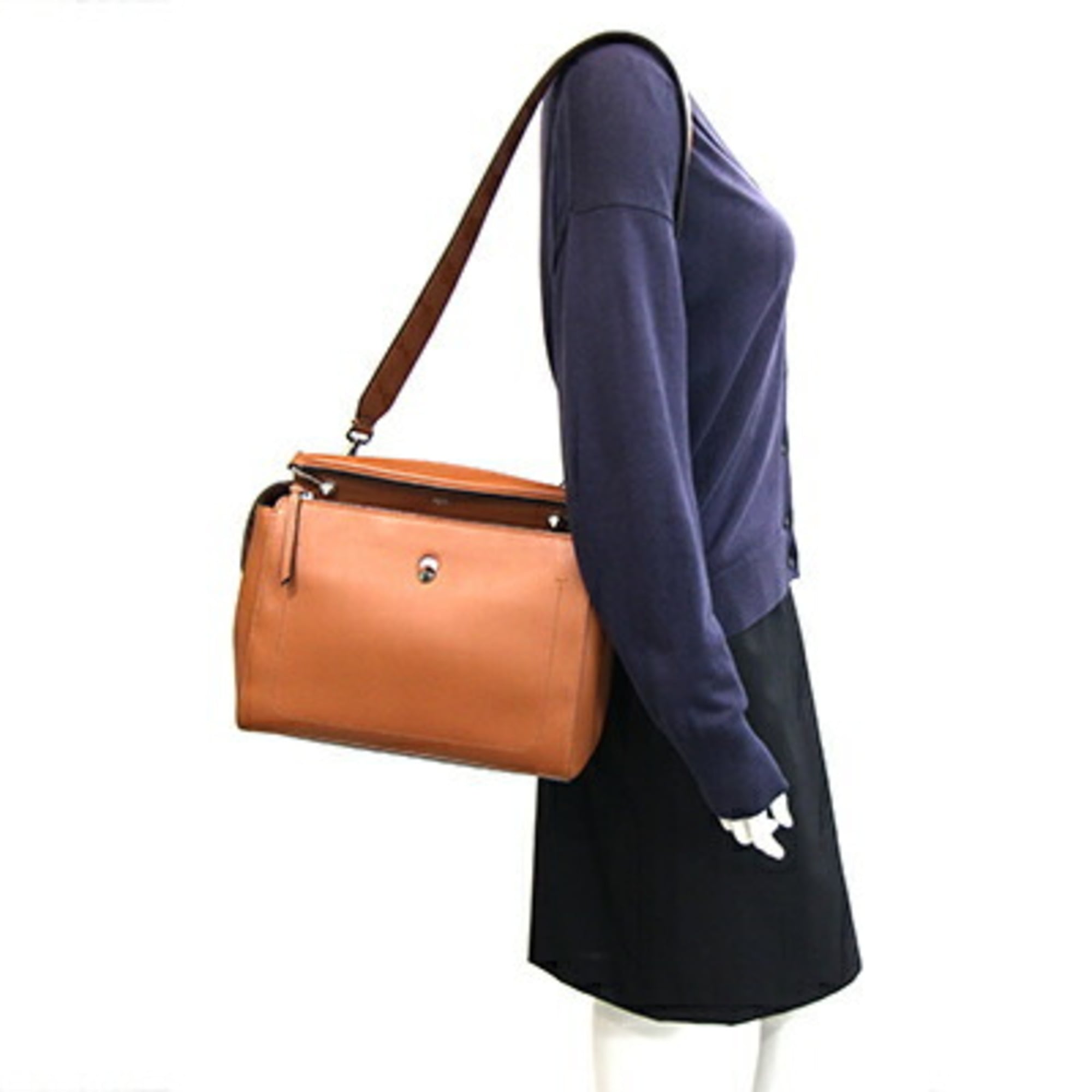 Fendi Brown Leather Handbag Pouch Shoulder Bag (Pre-Owned)