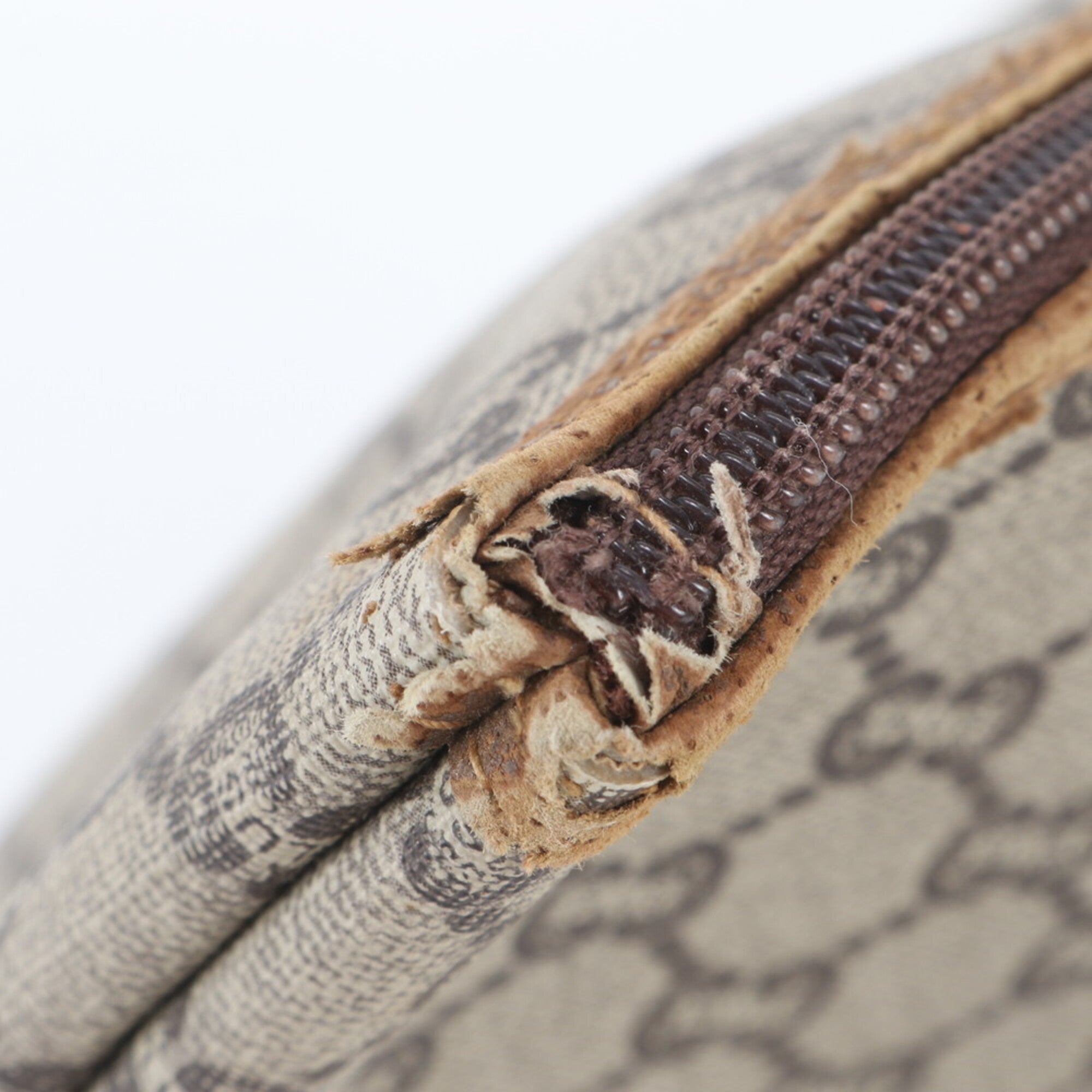 Gucci Sherry Line Brown Leather Coated Canvas Handbag Shoulder Bag Tote Bag (Pre-Owned)