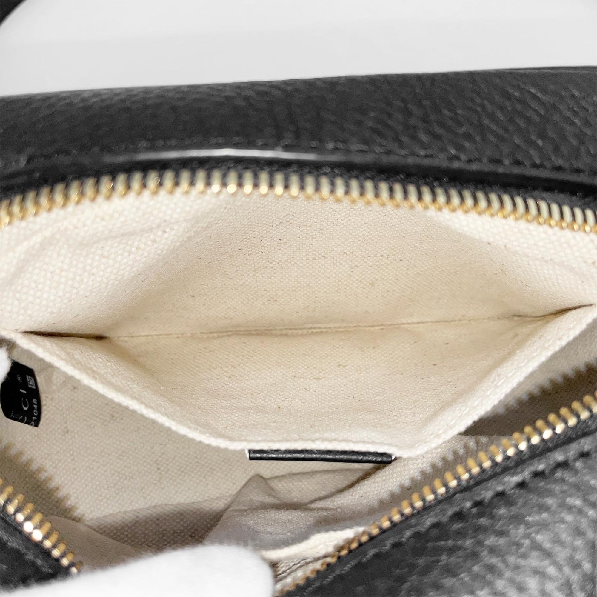 Gucci Black Leather Canvas Shoulder Bag (Pre-Owned)
