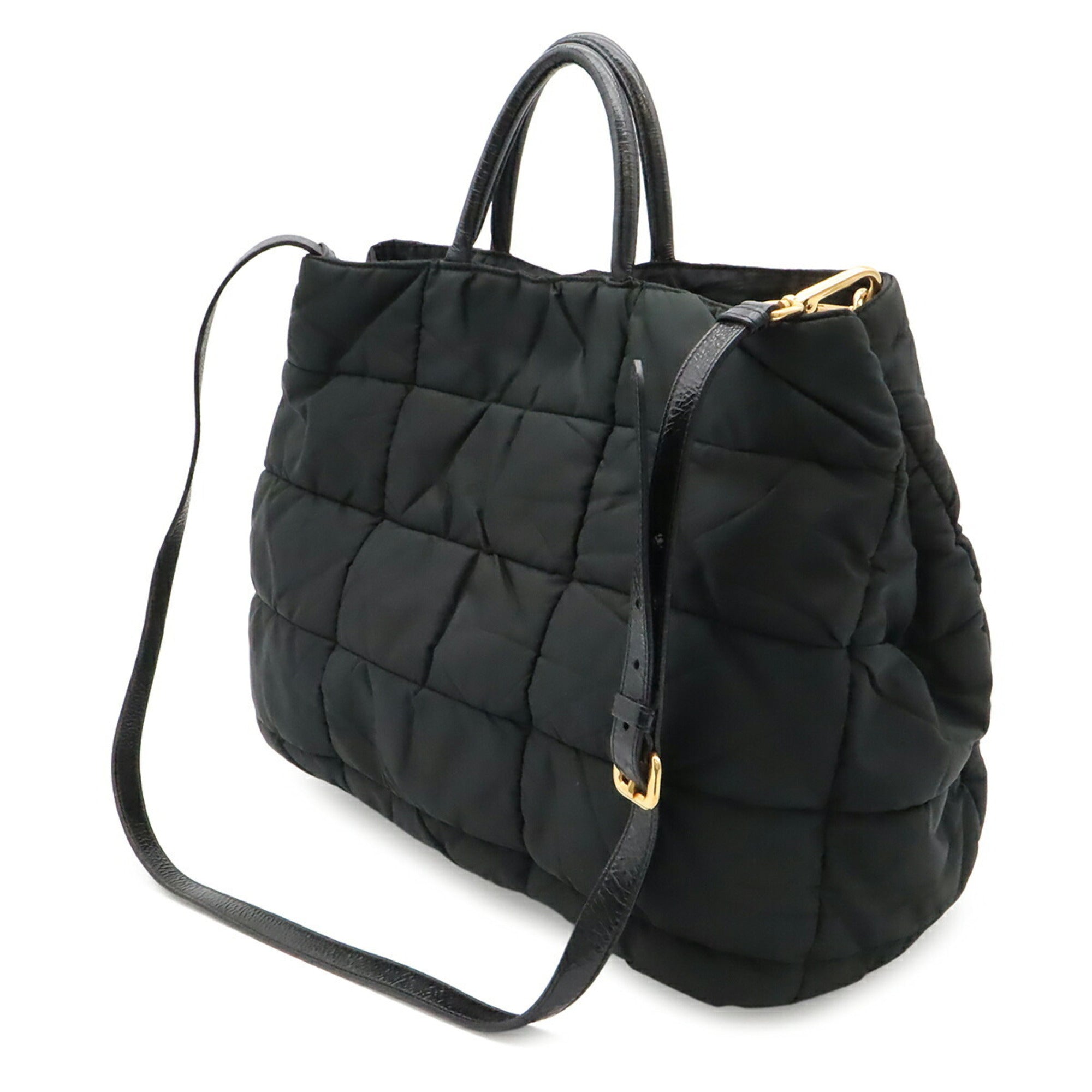 Prada Black Nero White Quilting Shoulder Bag Tote Bag (Pre-Owned)