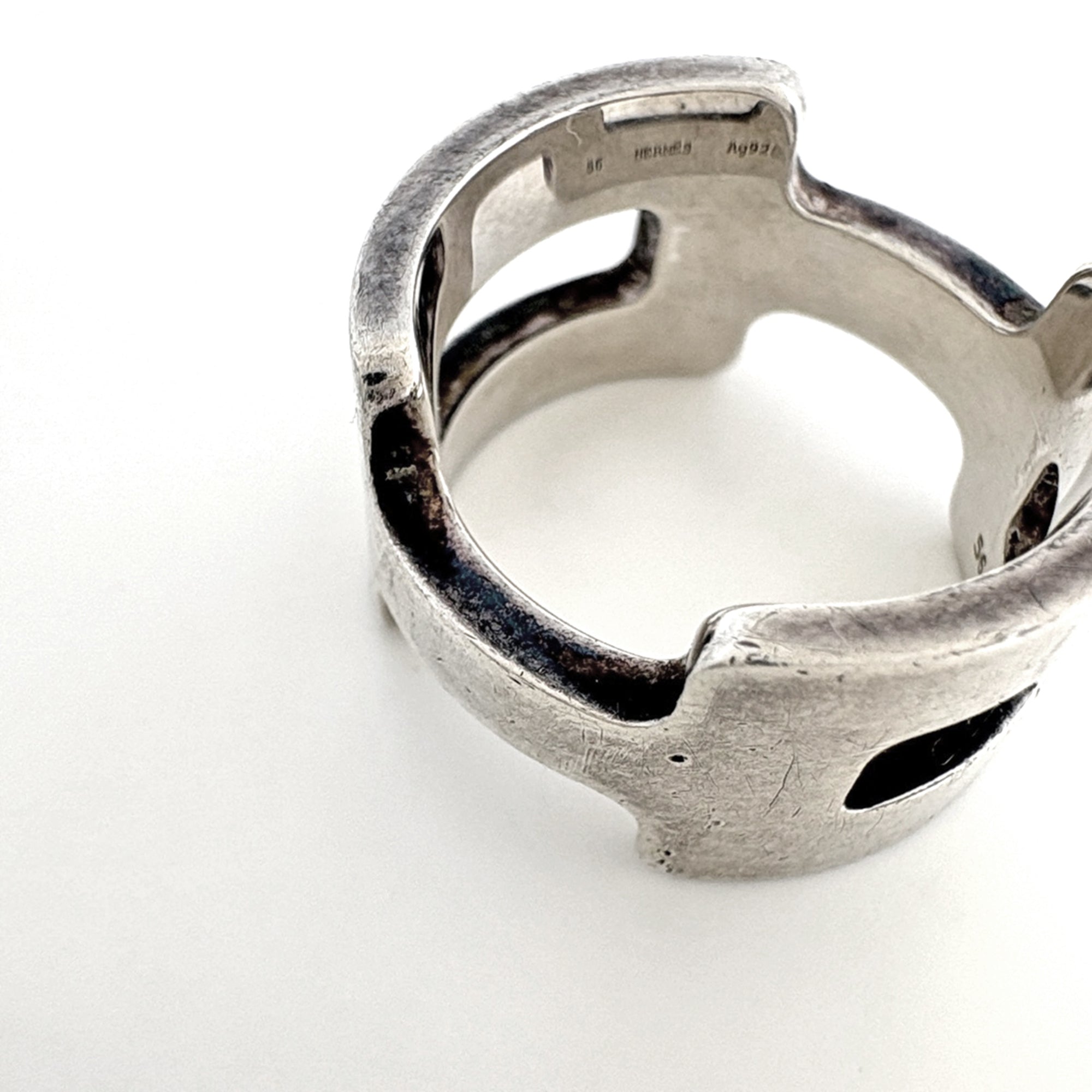 Hermes Silver Silver 925 Band Ring (Pre-Owned)
