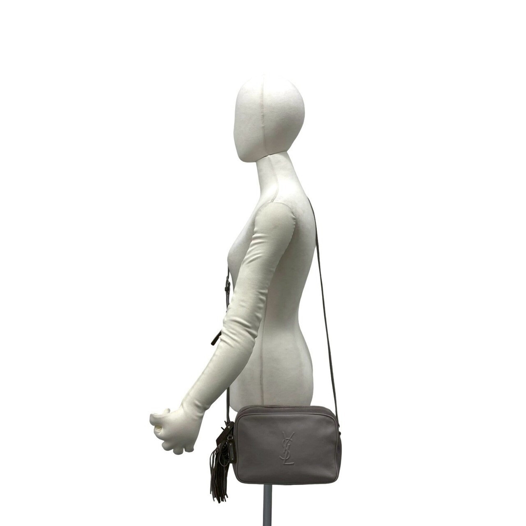 Saint Laurent Gray Leather Pochette Shoulder Bag (Pre-Owned)