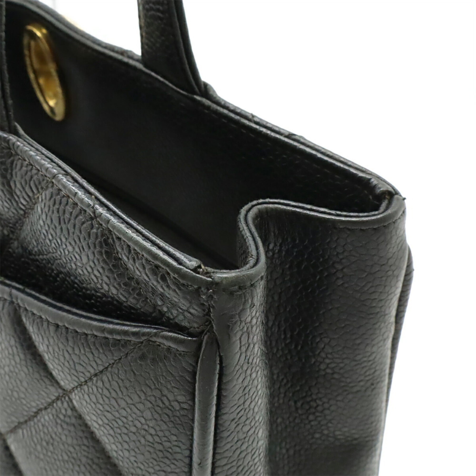 Chanel Black Grained Calfskin Handbag Tote Bag (Pre-Owned)