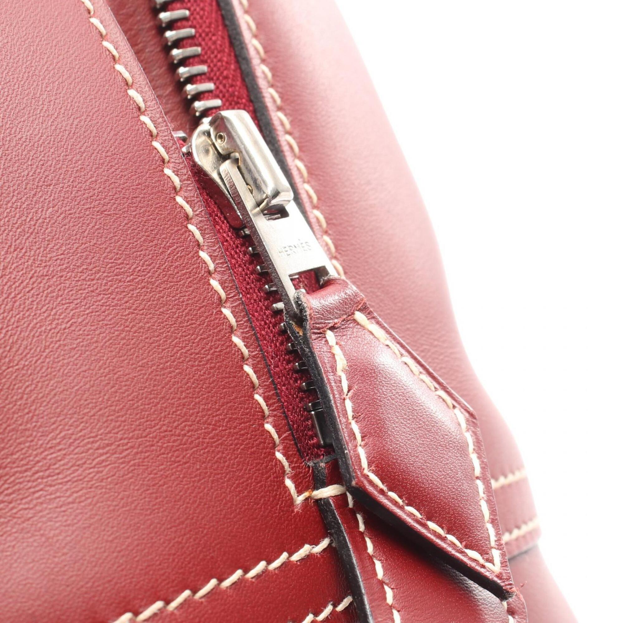 Hermes Bordeaux Rouge H Gulliver Leather Handbag (Pre-Owned)