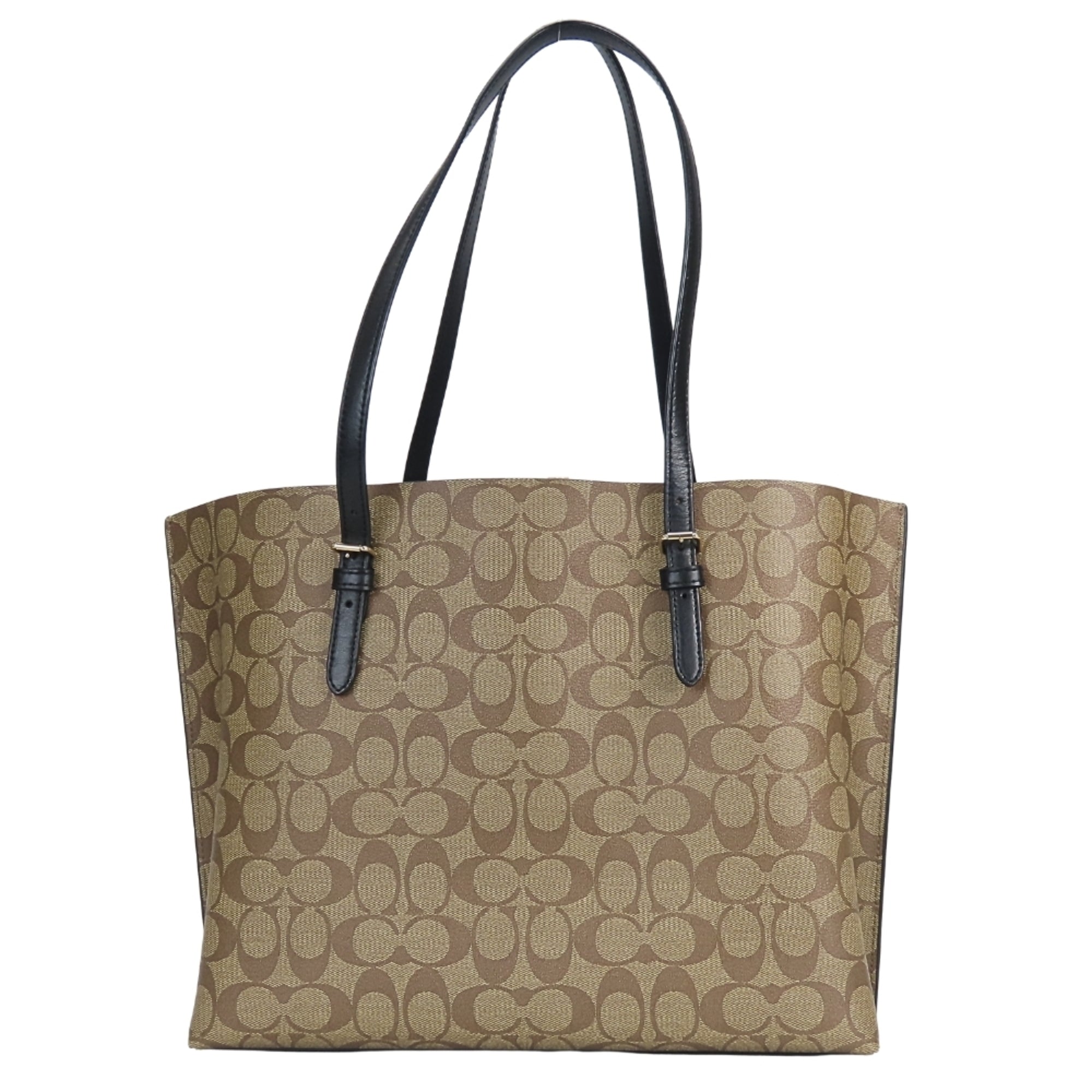 Coach Signature Black Brown Pvc Leather Tote Bag (Pre-Owned)