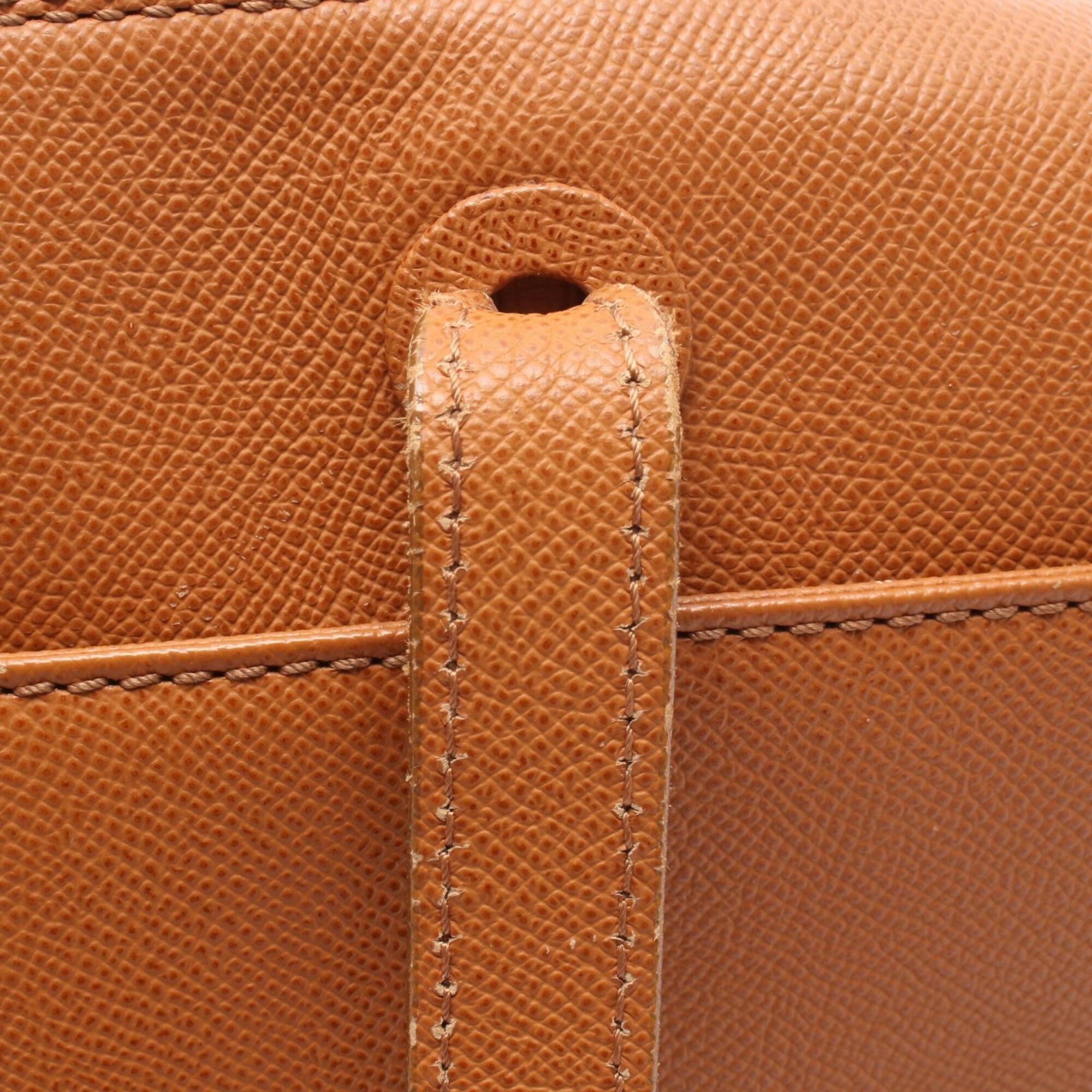 Chanel Brown Grained Calfskin Boston Bag Handbag Shoulder Bag (Pre-Owned)