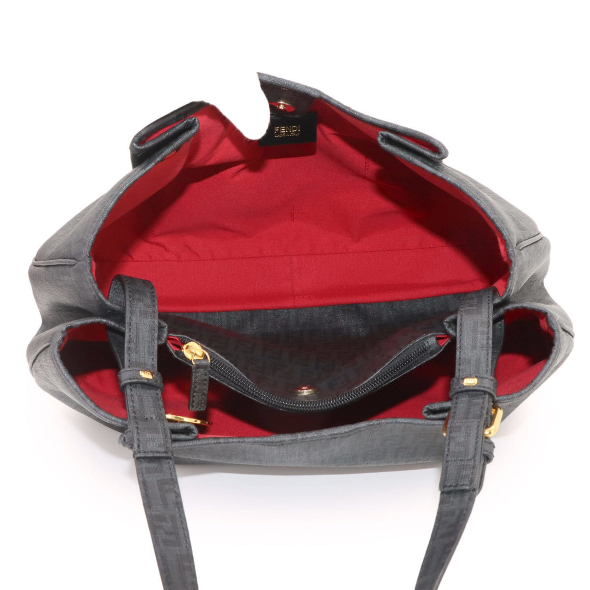 Fendi Zucchino Gray Zucchino Handbag Shoulder Bag (Pre-Owned)