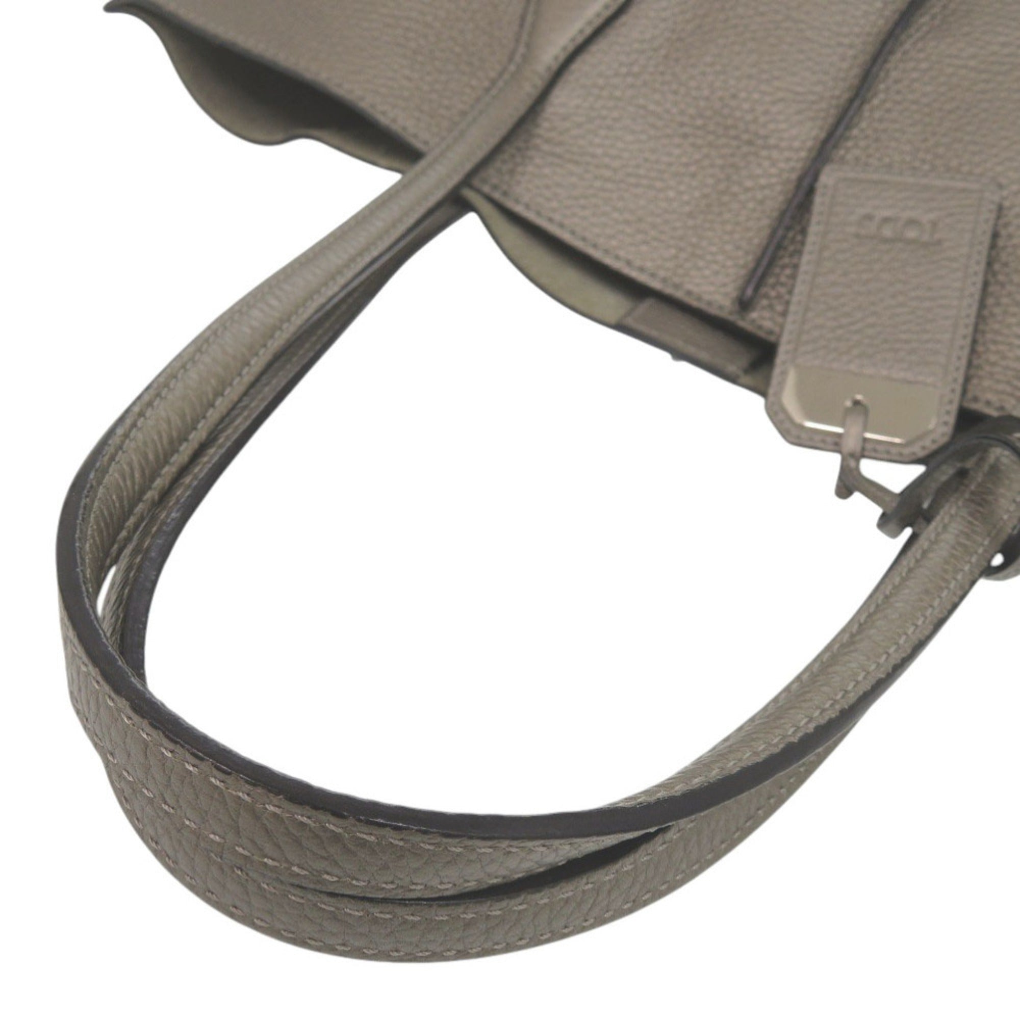 Tod's Gray Leather Tote Bag (Pre-Owned)