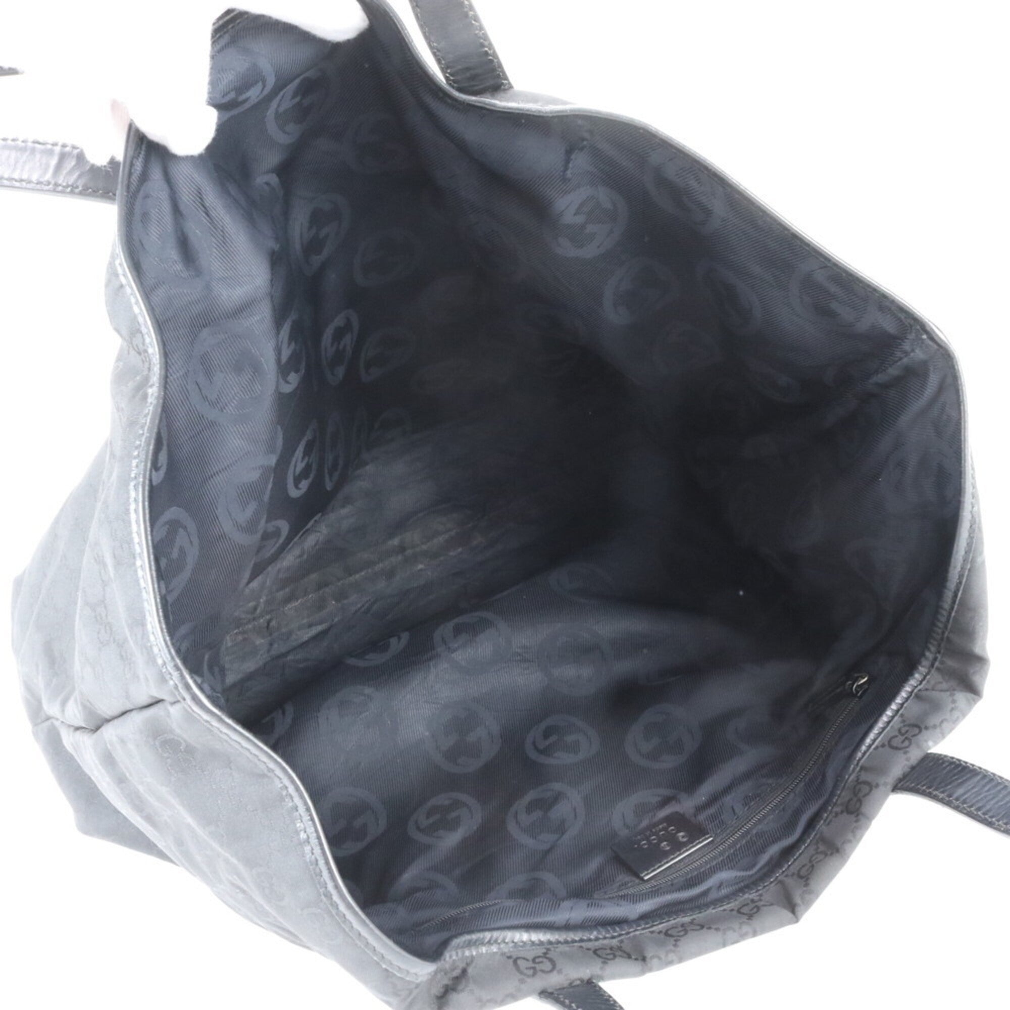 Gucci Black Leather Nylon Handbag Tote Bag (Pre-Owned)