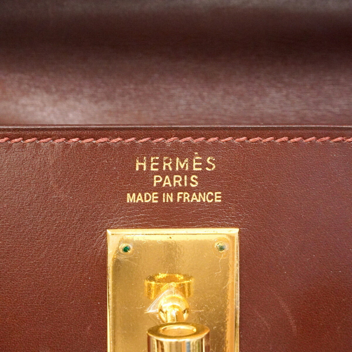 Hermes Noisette Box Calf Leather Handbag (Pre-Owned)