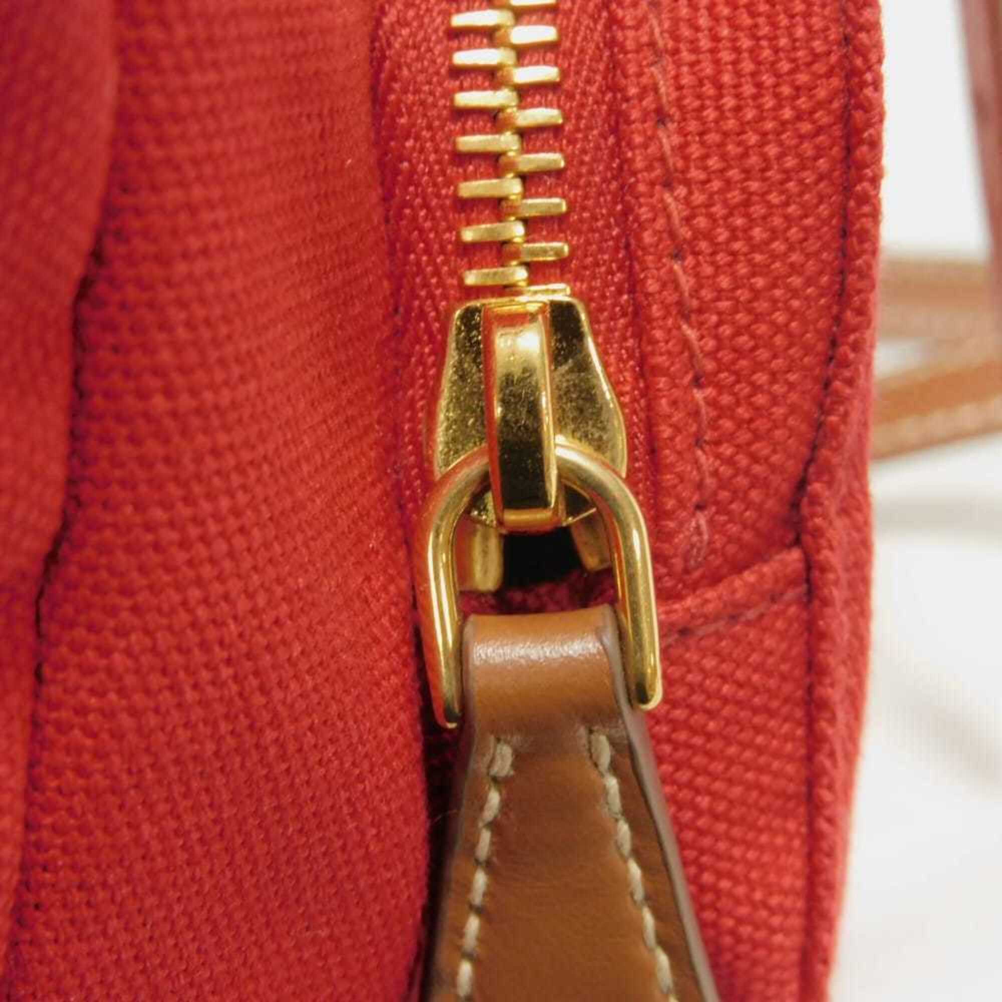 Miu Miu Red Color Cotton Canvas Backpack (Pre-Owned)