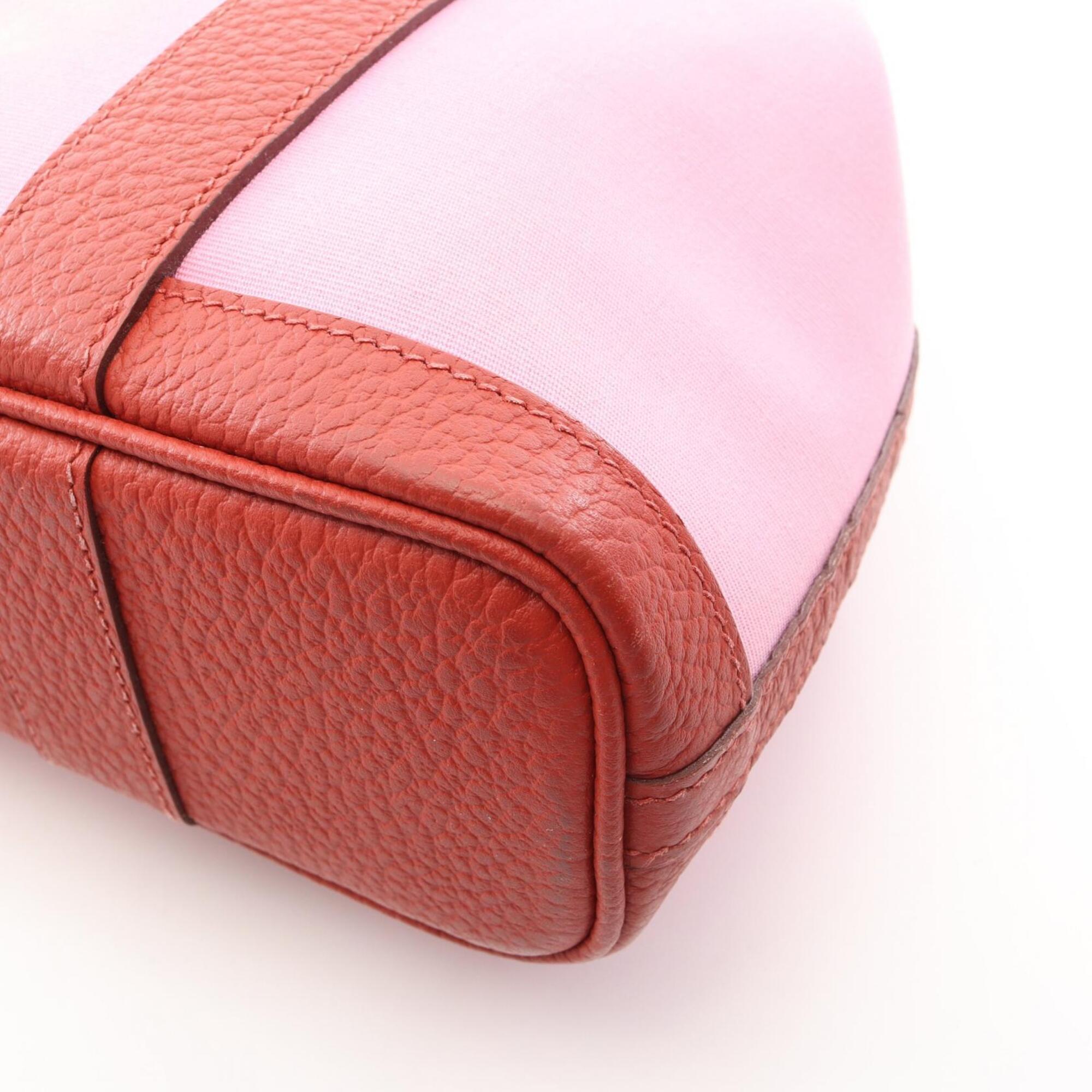 Hermes Bordeaux Pink Toile Officier Country Leather Handbag Tote Bag (Pre-Owned)