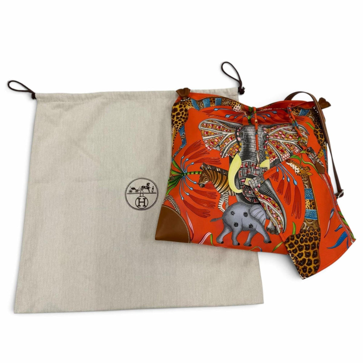 Hermes Fauve Orange Poppy Silk Shoulder Bag (Pre-Owned)