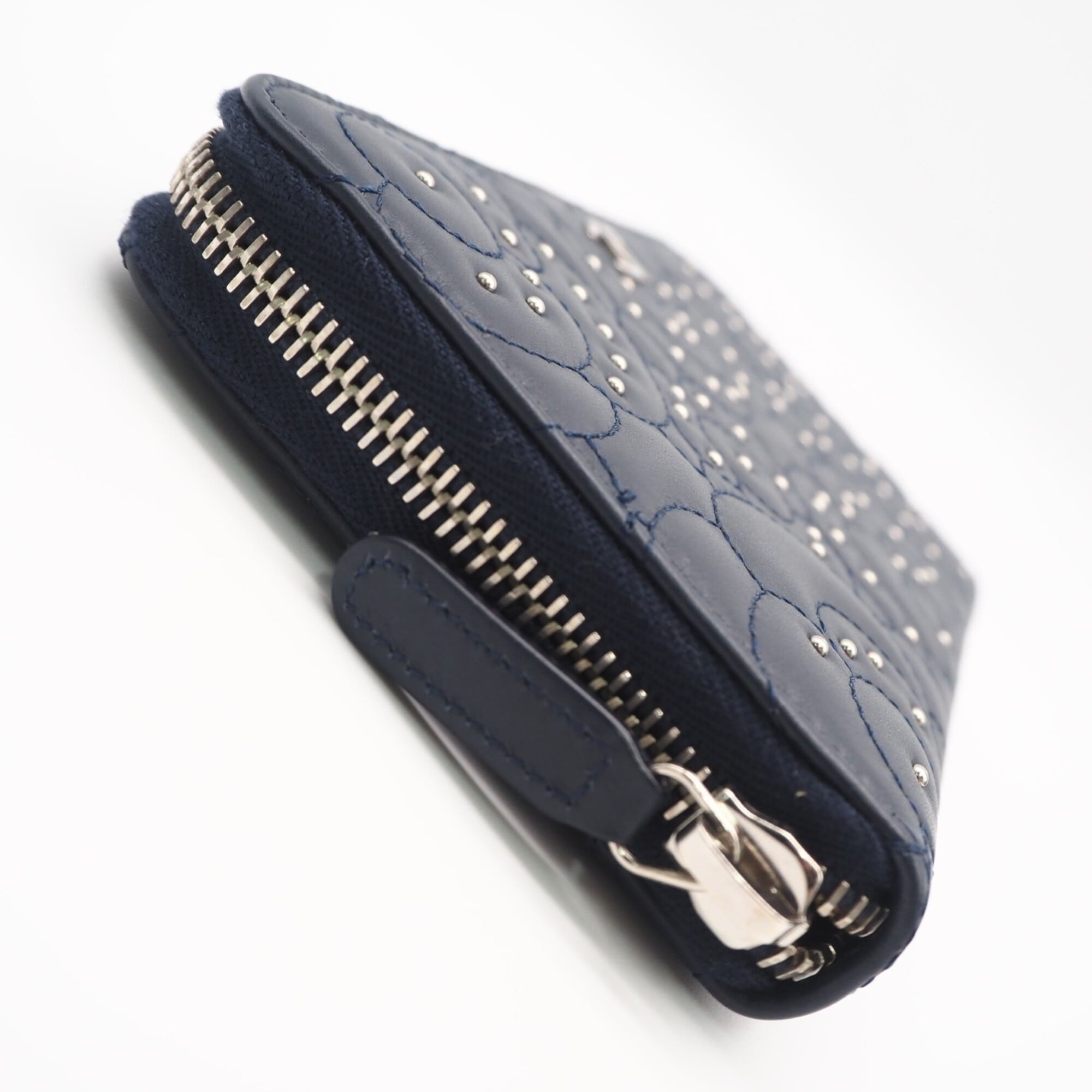 Chanel Camellia Navy Leather Long Wallet (Bi-Fold) (Pre-Owned)