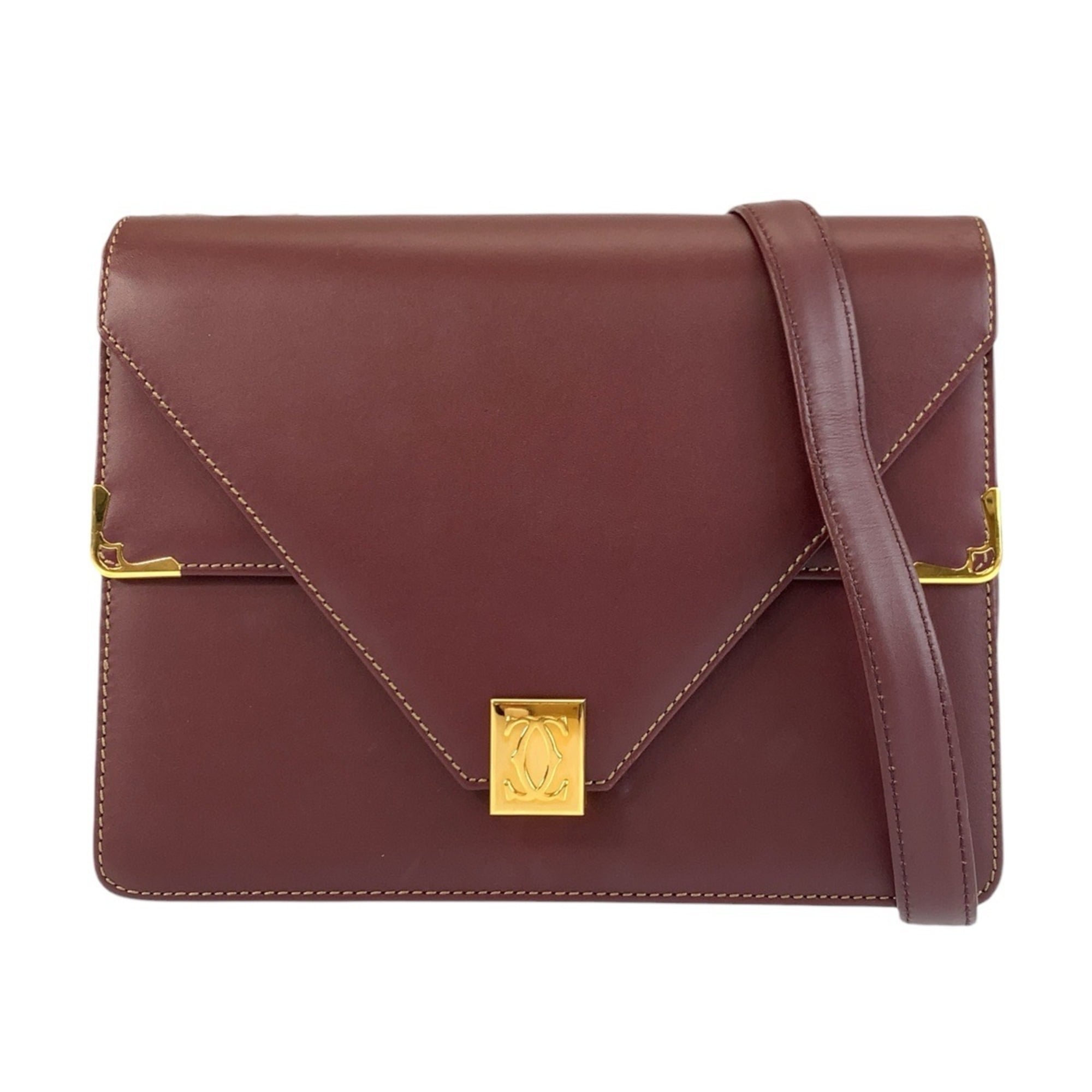 Cartier Bordeaux Leather Pochette Shoulder Bag (Pre-Owned)