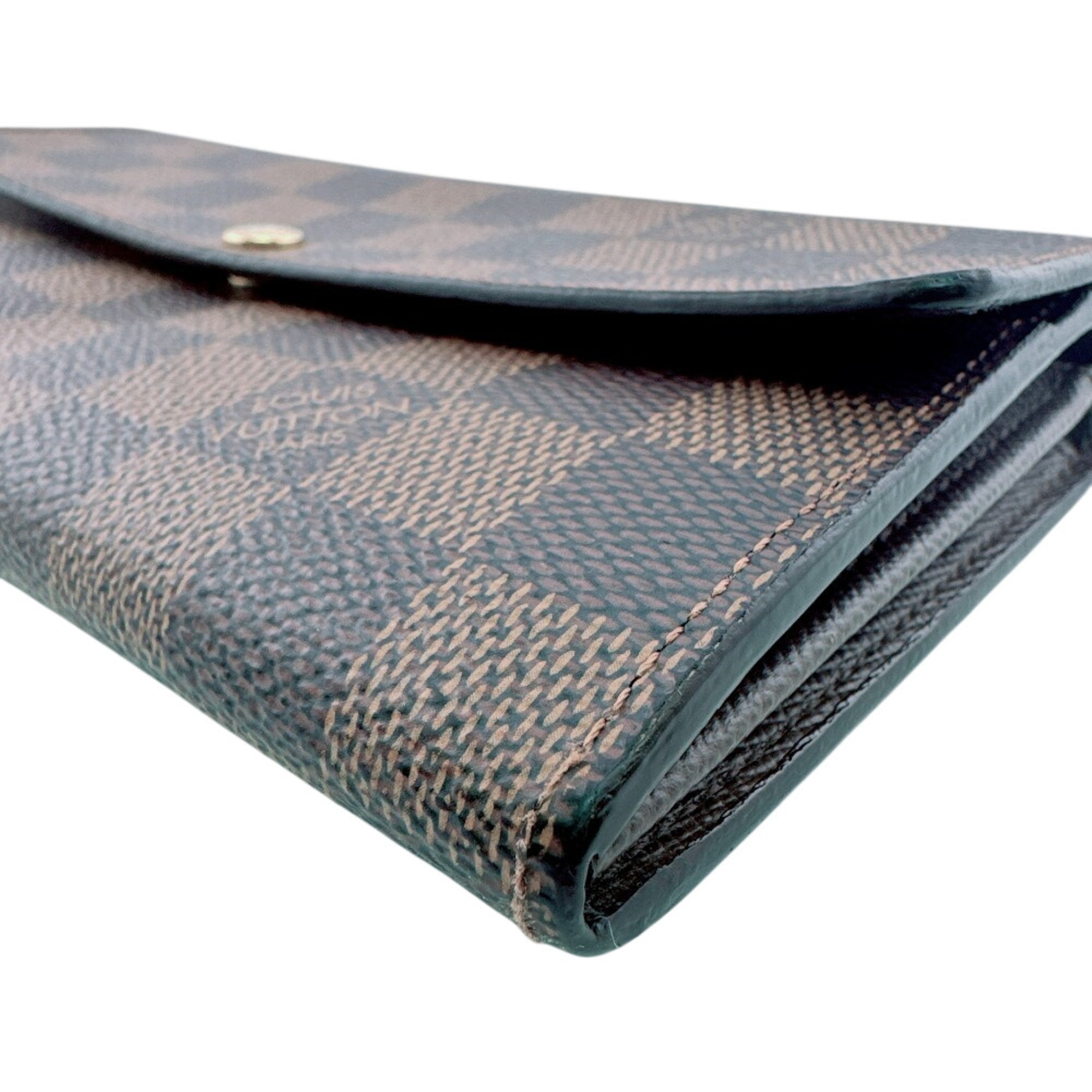 Louis Vuitton Brown Leather Long Wallet (Tri-Fold) (Pre-Owned)