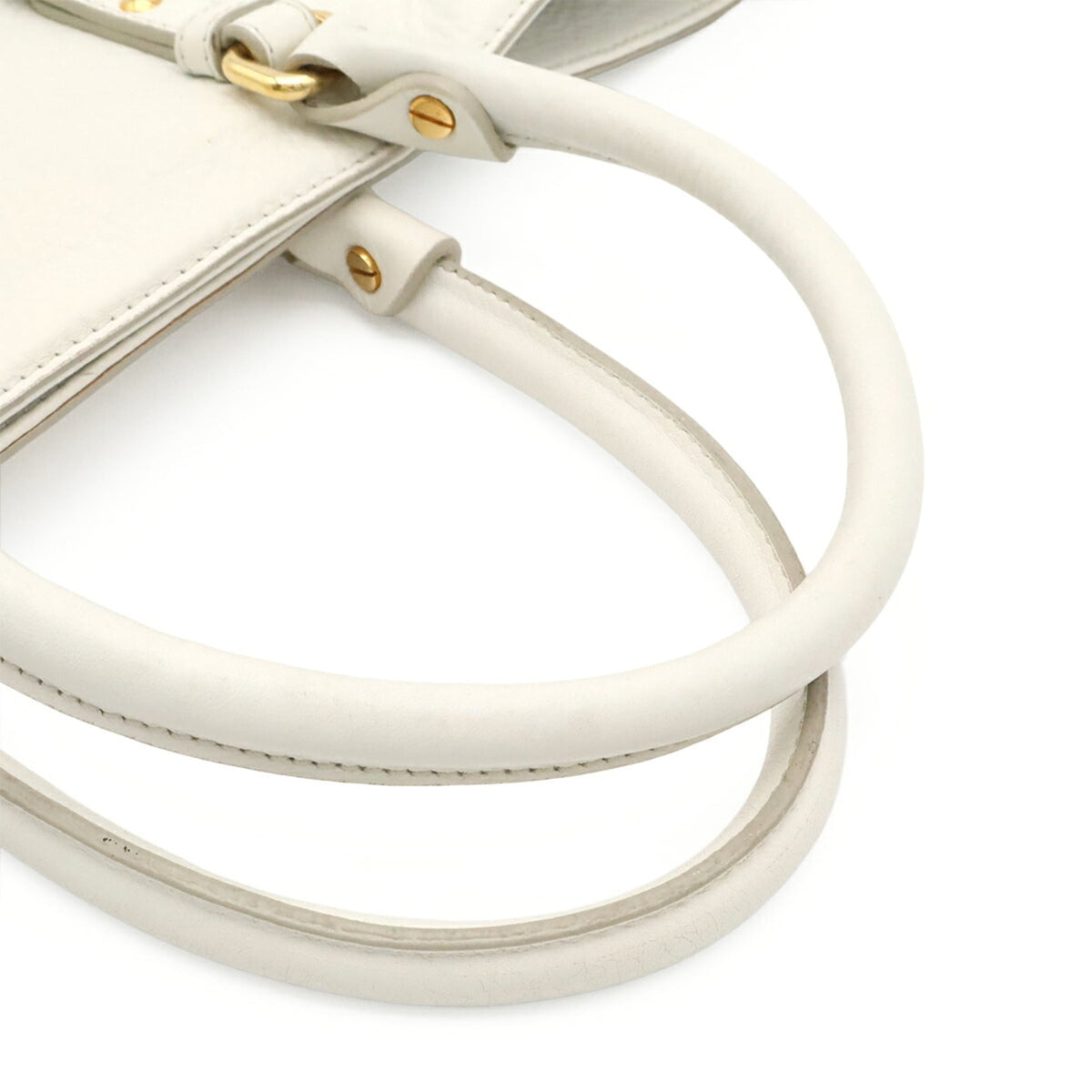 Versace White Leather Shoulder Bag Tote Bag (Pre-Owned)