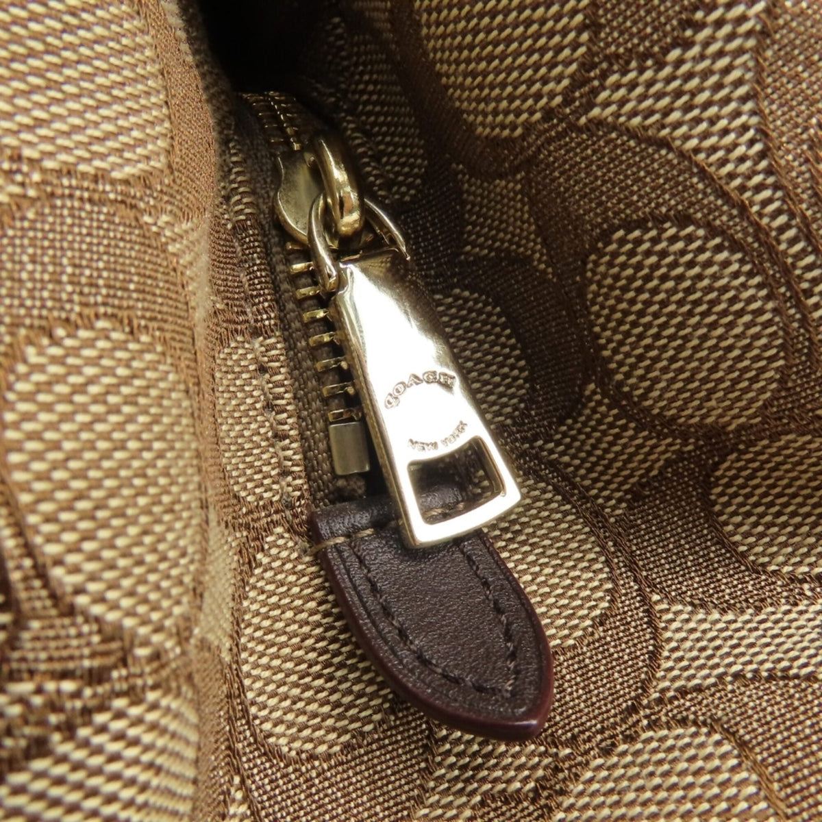 Coach Beige Brown Signature Line Tote Bag (Pre-Owned)