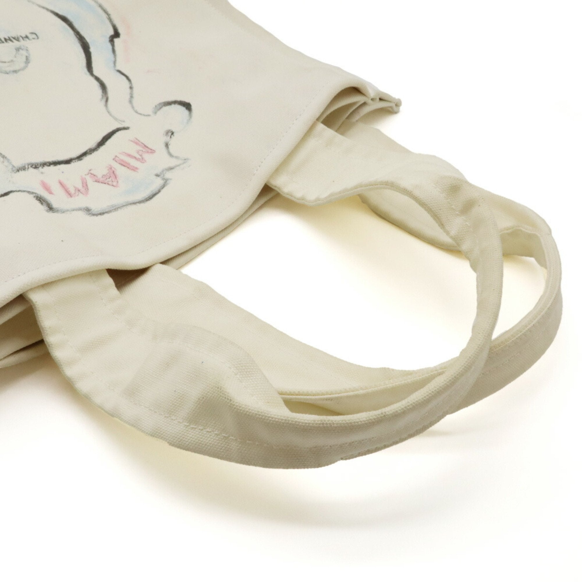 Chanel Ivory Canvas Shoulder Bag Tote Bag (Pre-Owned)